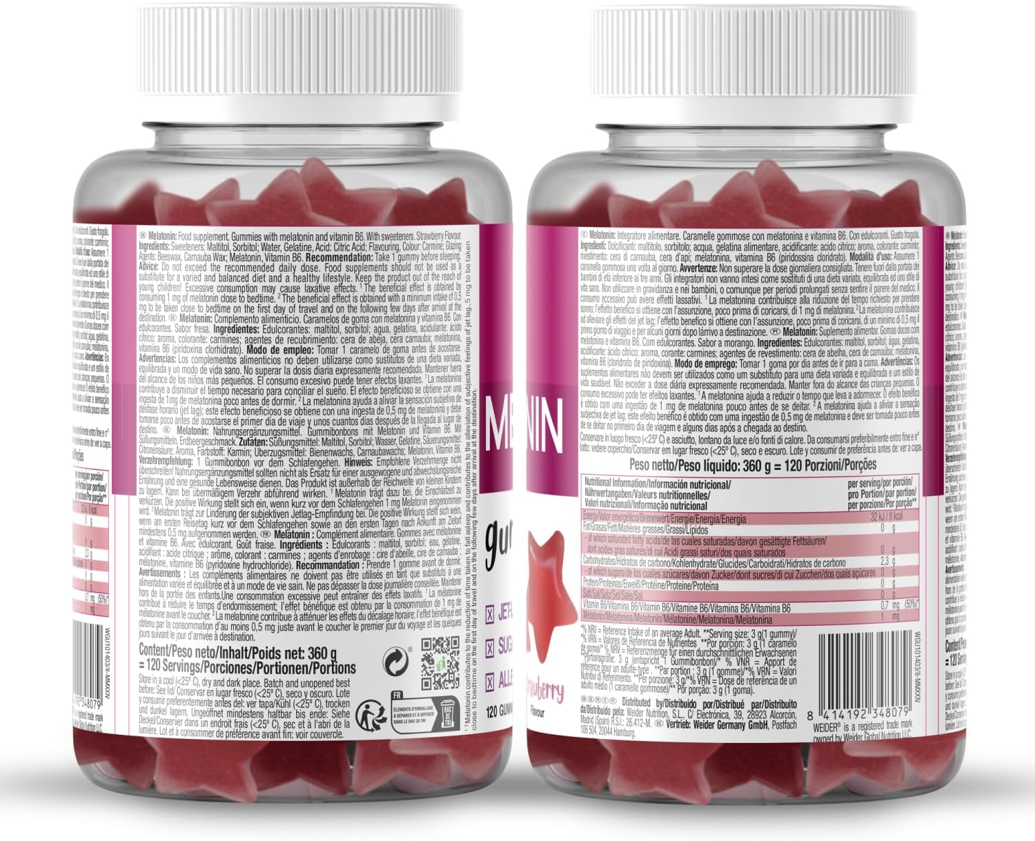 Thumbnail 1 de Weider Pack Mélatonine 120 Gummies (1 mg) + masque beauté pour les yeux