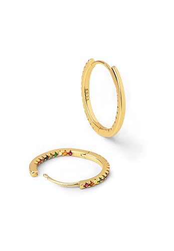 Thumbnail 2 de SINGULARU Pendientes Gleam Colors en plata de ley bañada en oro de 18 Kt con circonitas multicolor y cierre congo
