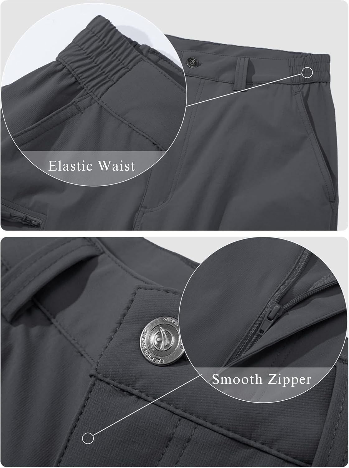 Detalle de MAGCOMSEN Men's Hiking Pants, 6-Pocket Water-Resistant Ripstop