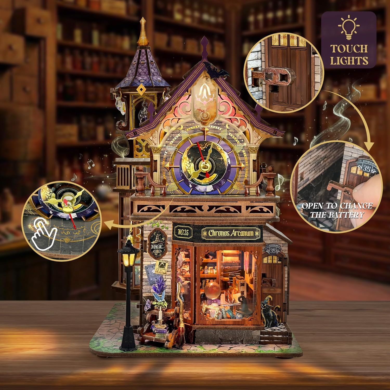 Detalle de Miggley DIY Miniature House Kit: Time Magic Club book nook 3D wooden puzzle