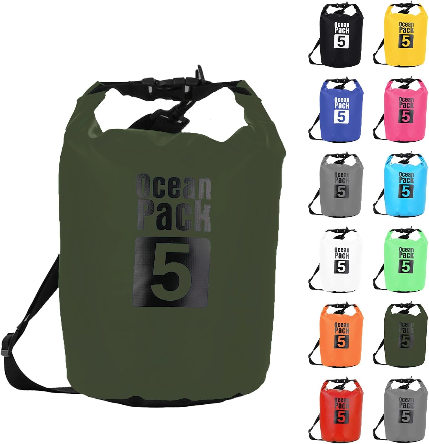 Thumbnail 6 de MOMAHUA 25L Waterproof Dry Bag Backpack with Double Shoulder Straps – Durable Orange PVC Roll Top Dry Sack