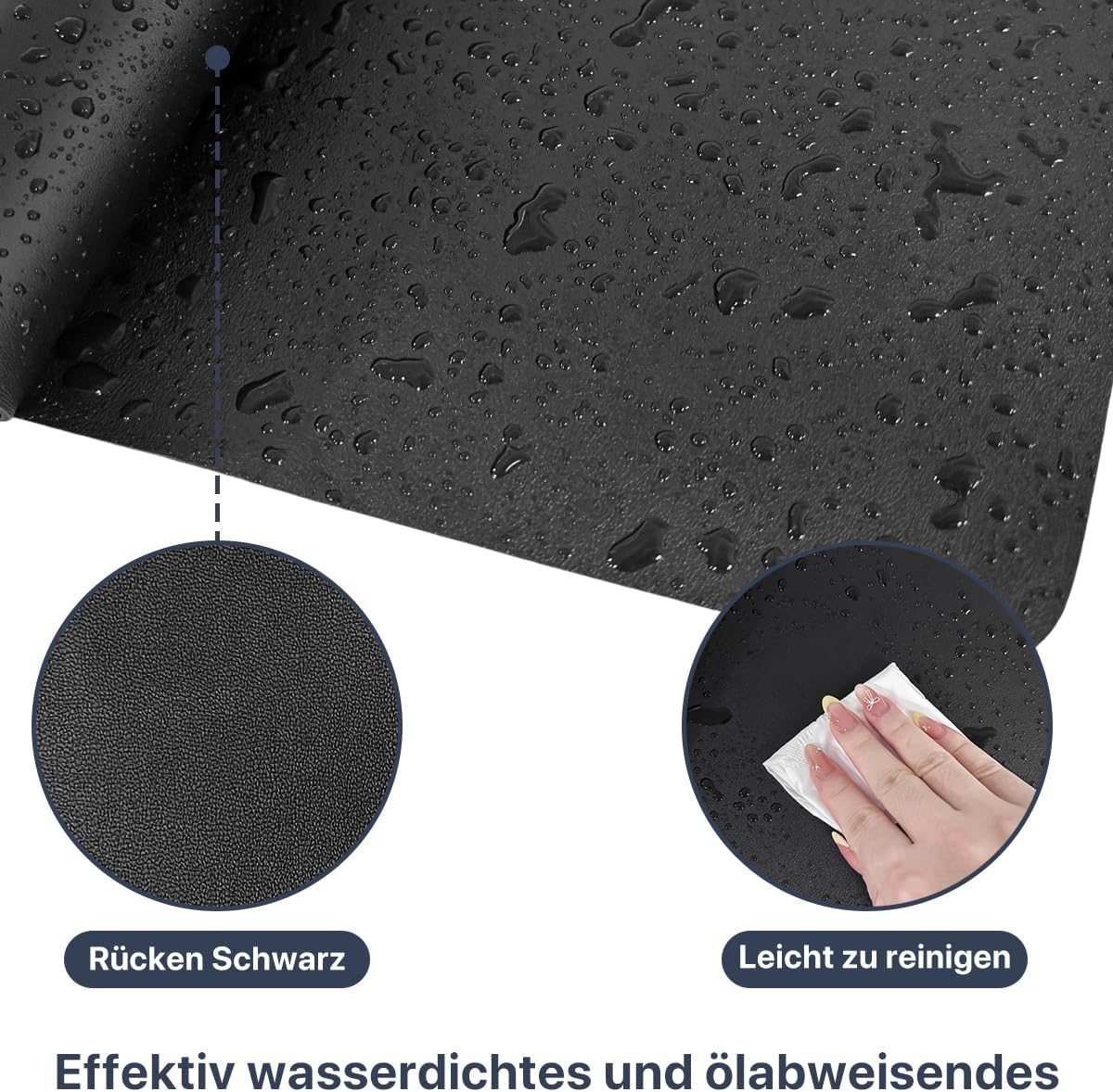 Thumbnail 4 de Sevenpers Schreibtischunterlage 80 x 40 cm (XXL) doppelseitig aus PU-Leder, wasserdicht & rutschfest – Schwarz