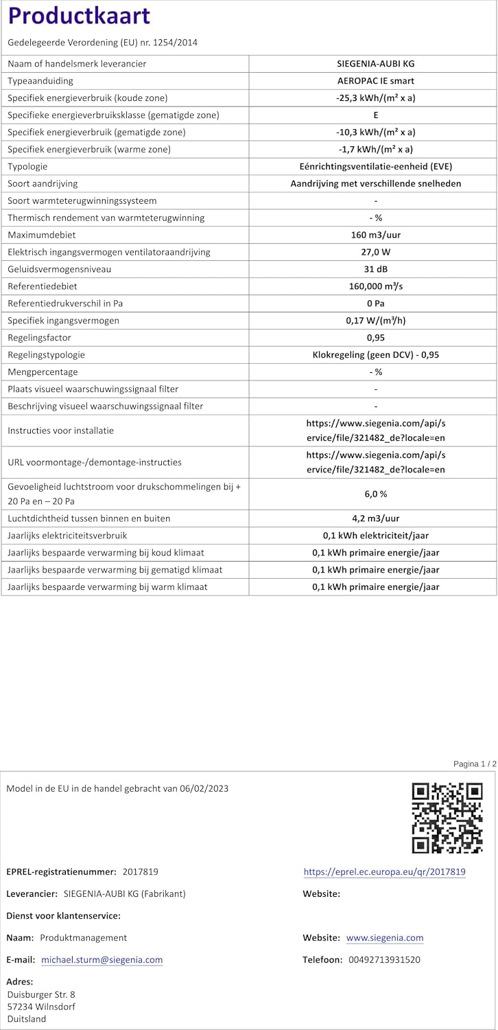 Thumbnail 5 de SIEGENIA AEROPAC IE Smart – ścienny wentylator nawiewny 160 m³/h, Wi-Fi
