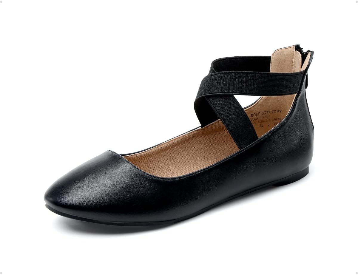 Detalle de DREAM PAIRS Women's Comfortable Fashion Elastic Ankle Straps Flats Shoes