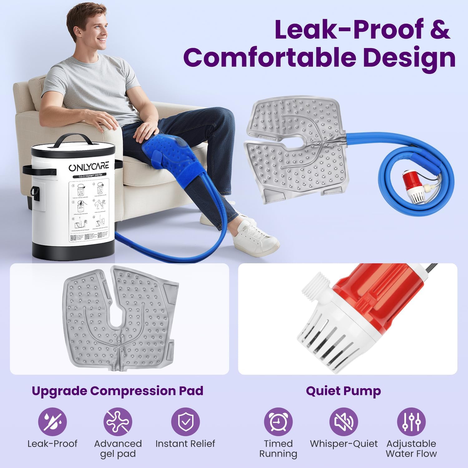 Thumbnail 5 de ONLYCARE Cold Therapy Machine with Large Pad for Post-Surgery Recovery