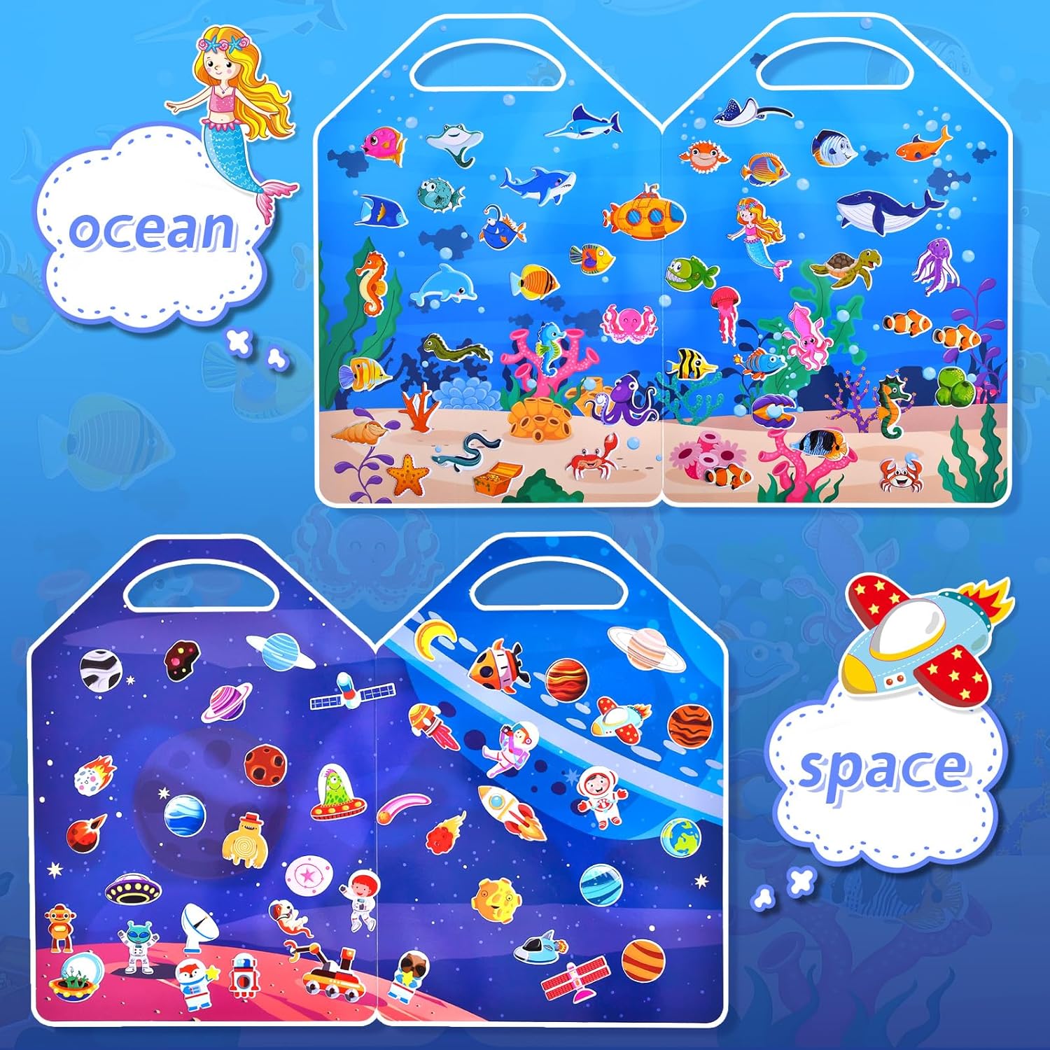 Thumbnail 4 de Cosomia 6 Set Puffy Sticker Books Activity for Kids (260pcs): 3D Reusable Sticker Books for Travel and Play