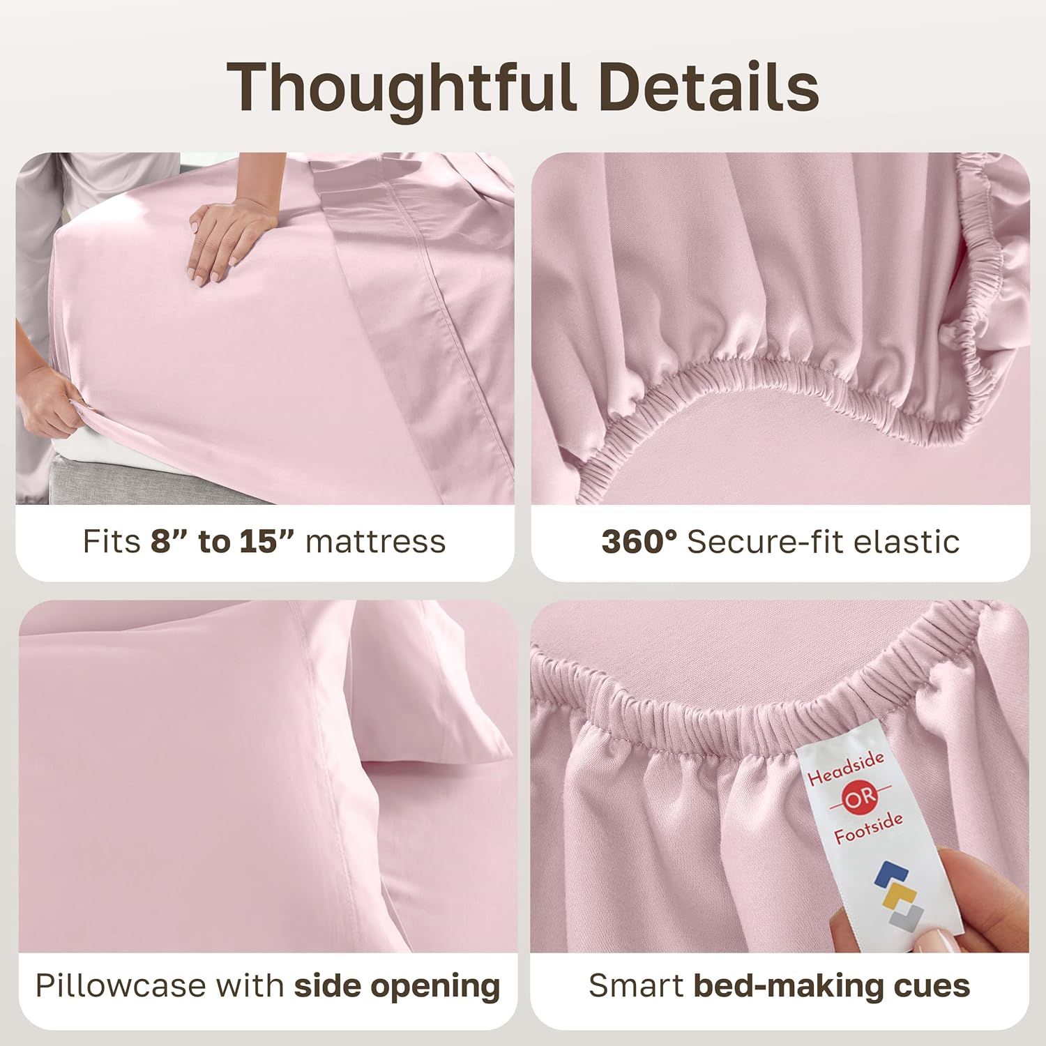 Detalle 2 de California Design Den 840307139801 Twin Sheet Set, 600 Thread Count Cotton Sateen