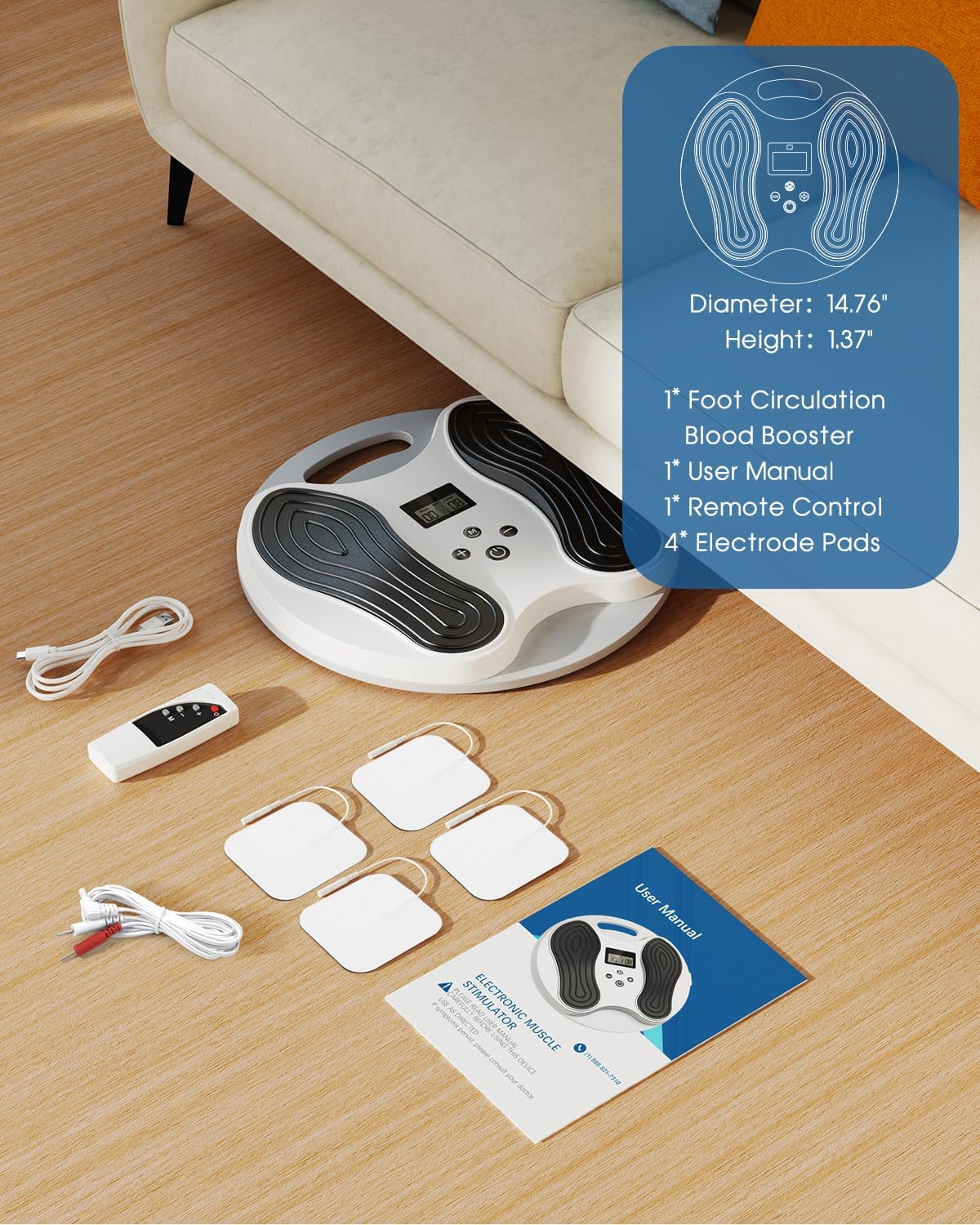 Thumbnail 6 de EMS Foot Massager for Neuropathy: NMES Foot Stimulator with 4 TENS Pads