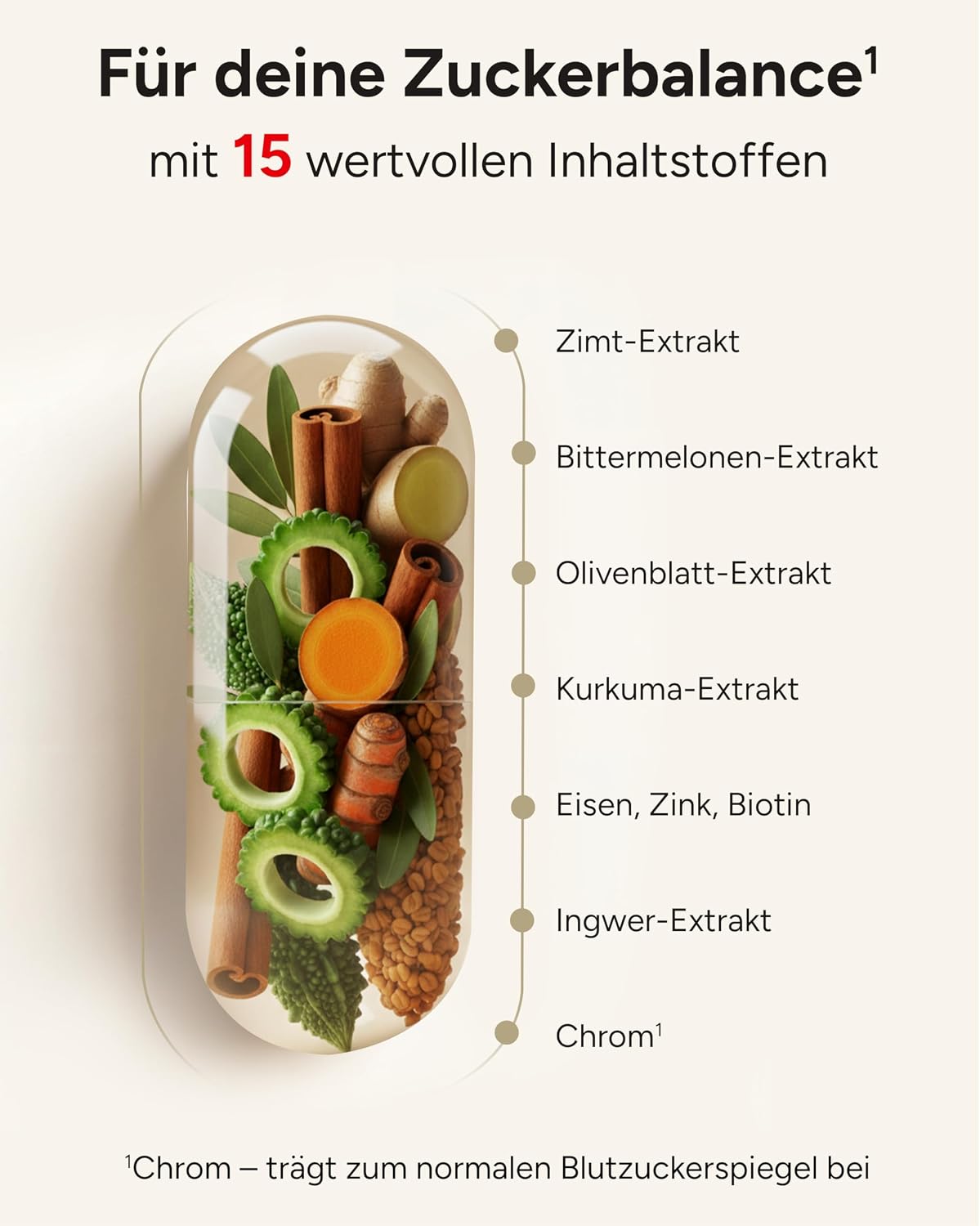 Thumbnail 2 de 15-fach Blutzucker Komplex Kapseln mit Kurkuma, Olivenblatt OPC, Bittermelone & Chrom (3 Monatsvorrat) – 270 Kapseln