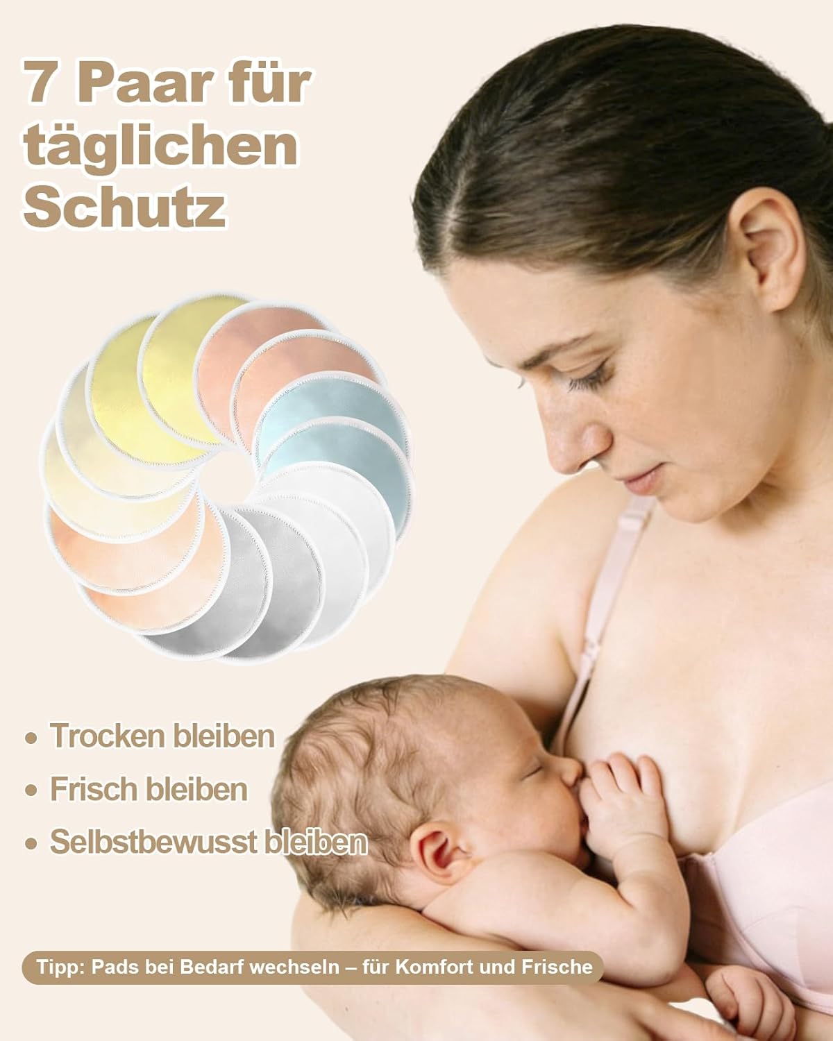 Detalle de Oiomniv Bio Wiederverwendbare Stilleinlagen – 14er Pack aus Bio Bambus-Viskose
