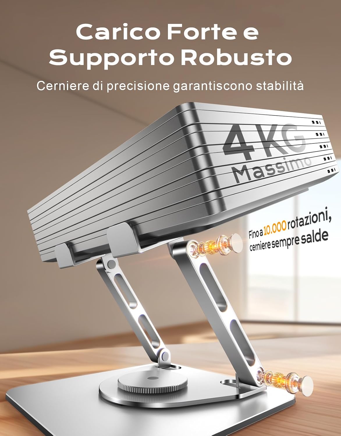 Thumbnail 4 de Glangeh Supporto PC Portatile 360° Rotante - Ergonomico, Doppia Barra e Ventilazione per laptop 10"–16