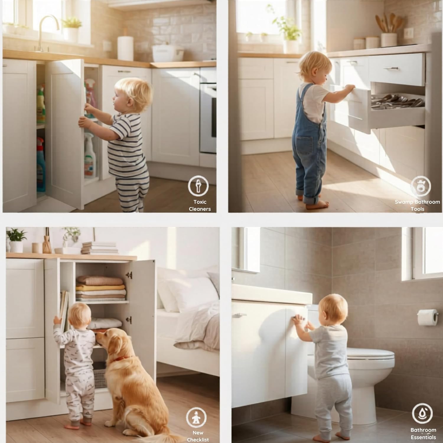 Thumbnail 1 de Cheeky Monkey® Cupboard Locks for Children (10 Pack) – Baby Proofing Cabinet & Drawer Safety Straps