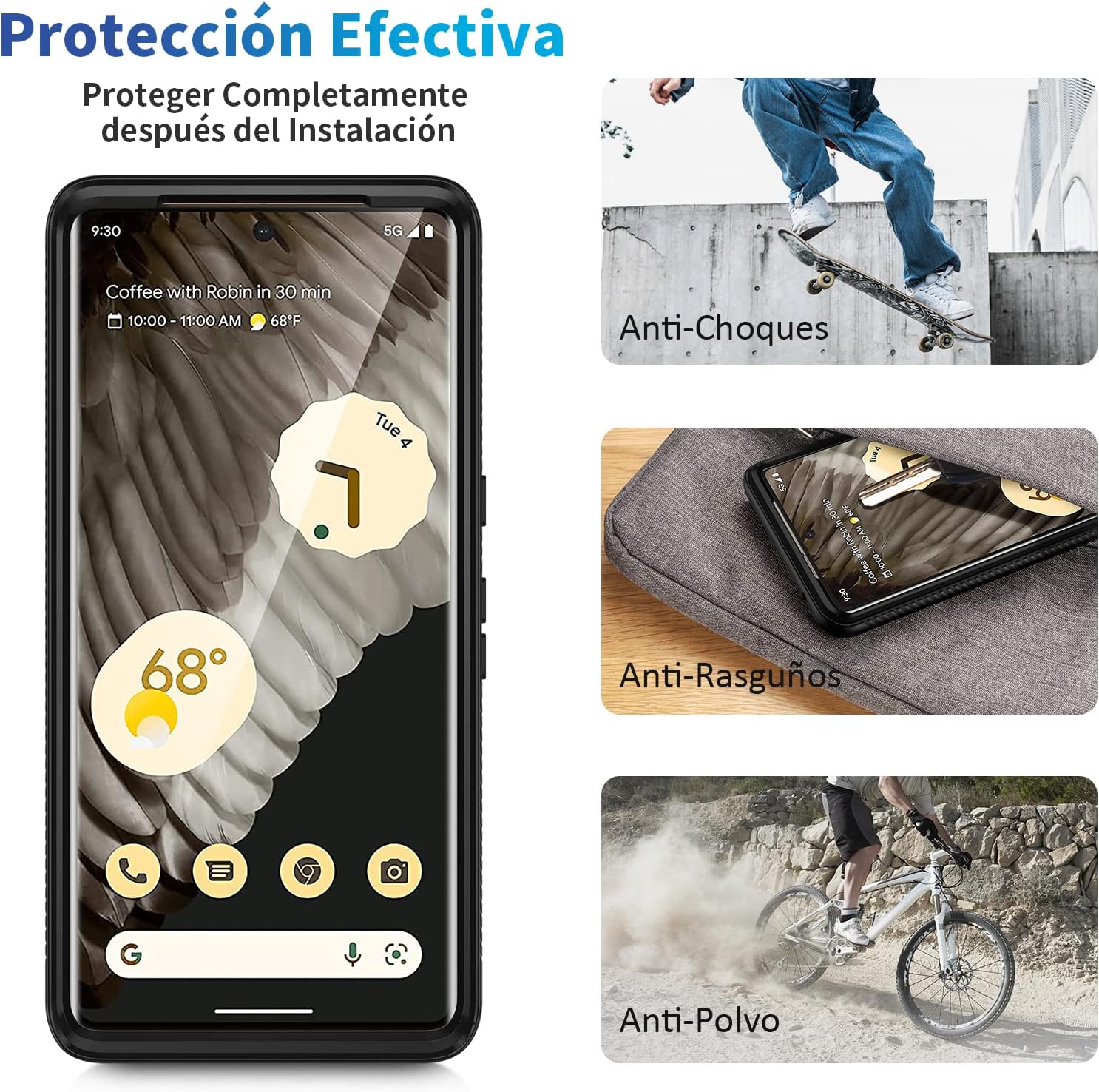 Thumbnail 6 de Coque intégrale seacosmo 360° pour Google Pixel 7 Pro (antichoc) – étui robuste noir avec protecteur d’écran