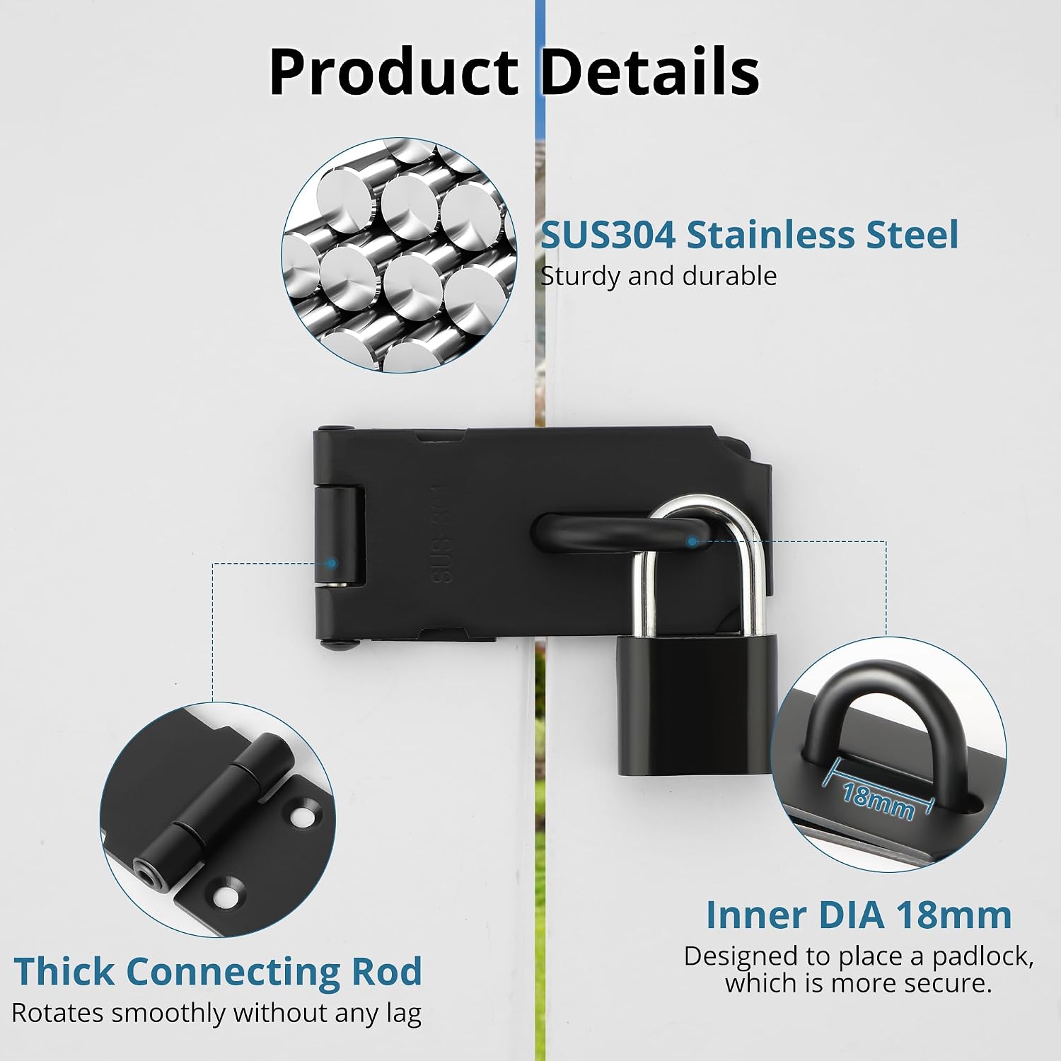 Thumbnail 2 de SAYAYO Door Hasp Latch, SUS304 Stainless Steel