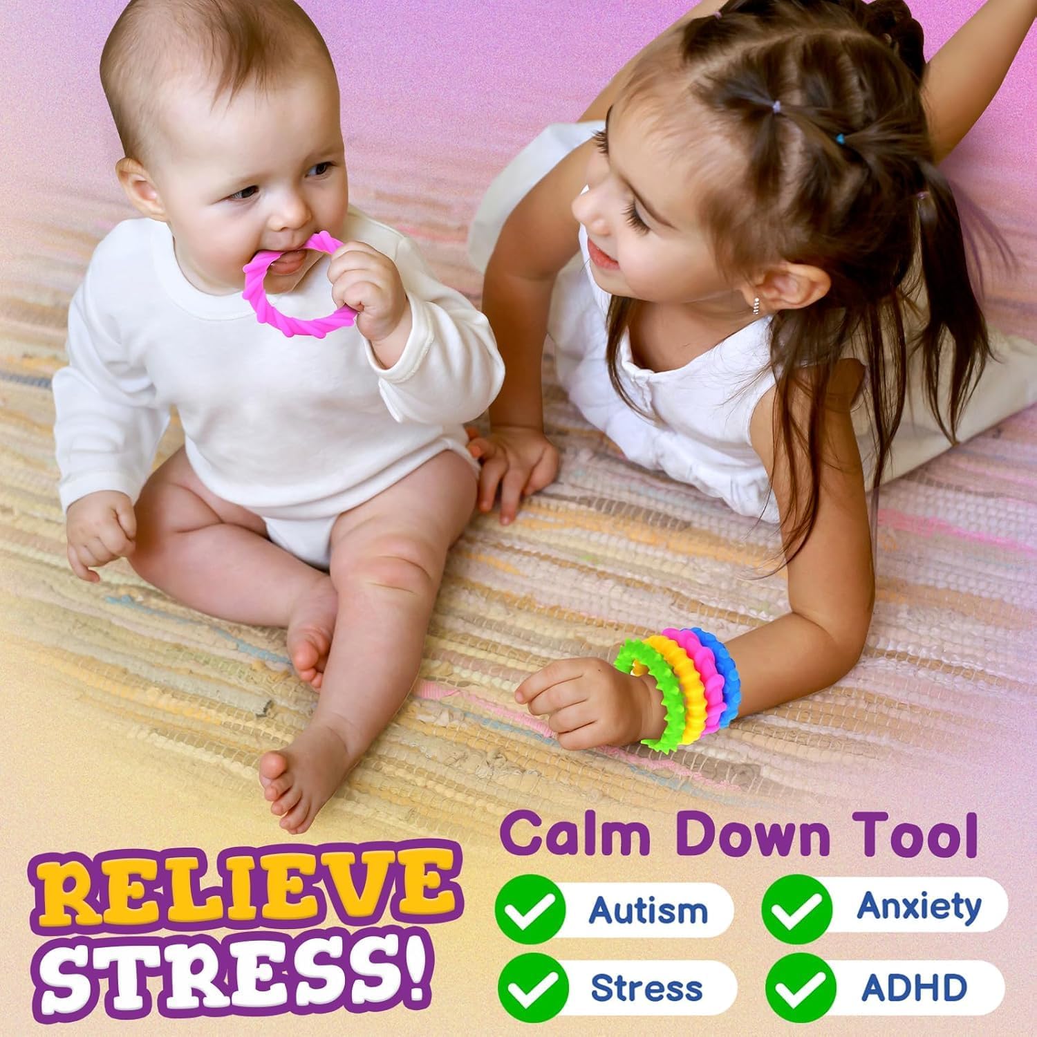 Thumbnail 3 de Sensory Fidget Toys Kids Toddlers 4-Pack Chew Sensory Bracelets (Age 3+)