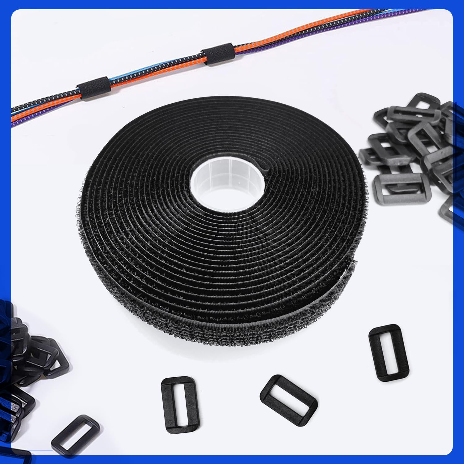 Thumbnail 6 de ANMOYIXIA Klettband 10 m × 2 cm – verstellbar, zuschneidbar, wiederverwendbar, mit 50 Schnallen