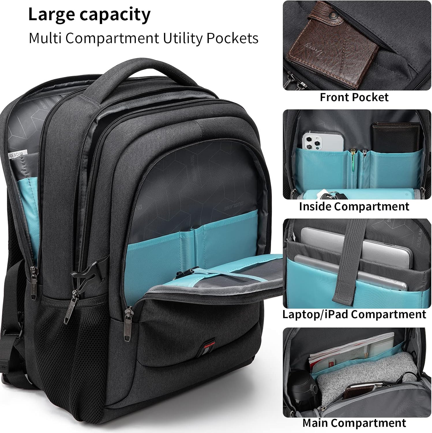 Thumbnail 5 de DUSLANG 17 Inch Laptop Backpack USB Charging Port