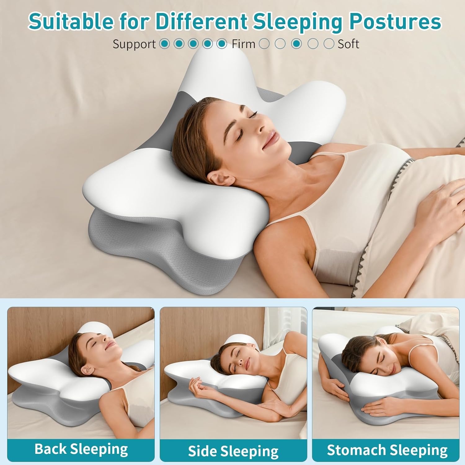Thumbnail 6 de Besyodo Cervical Pillow for Neck Pain Relief — Ergonomic Contour Memory Foam Neck Support Pillow (Side, Back, Stomach)