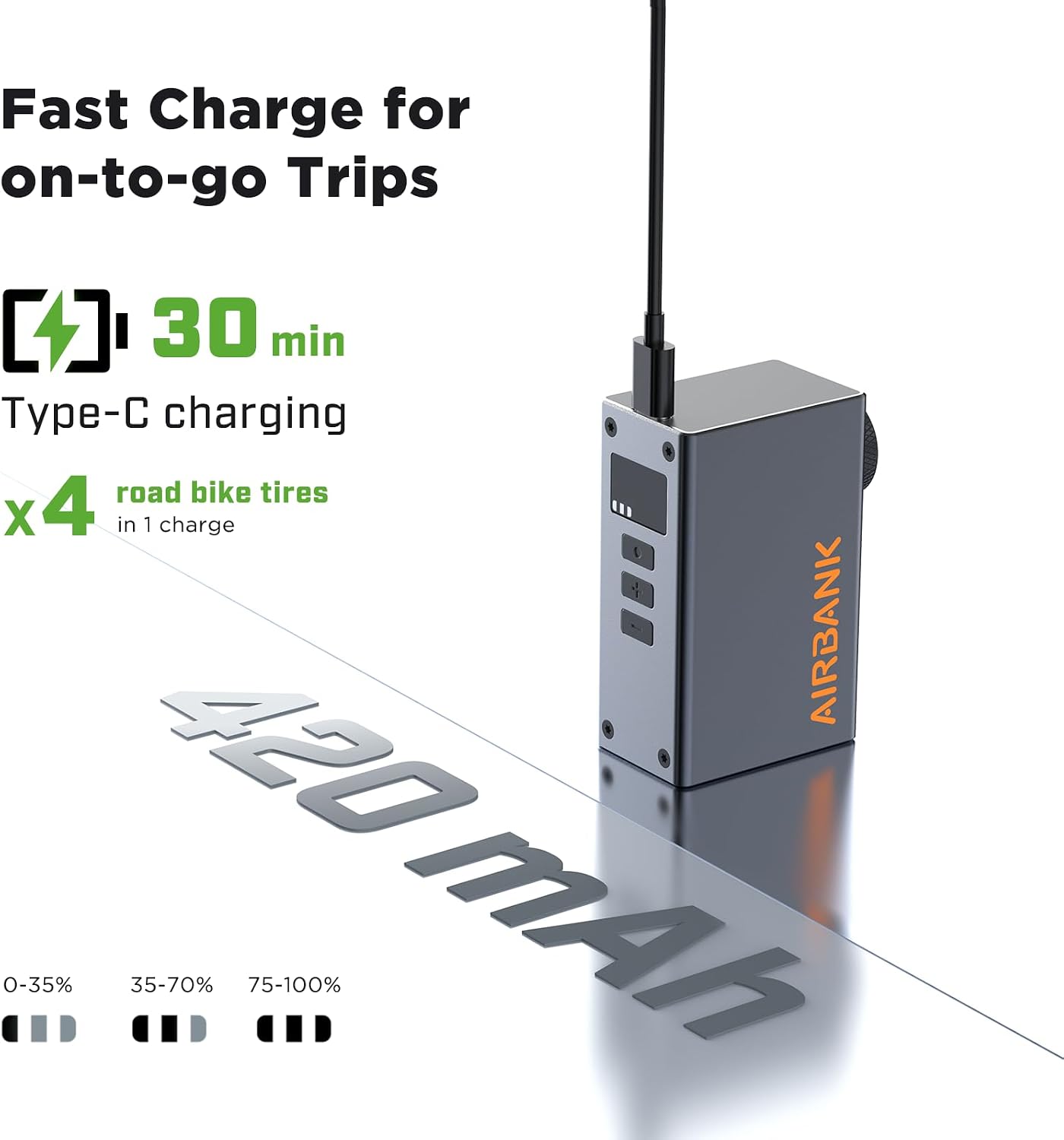 Thumbnail 4 de AIRBANK Pocket 2 PRO AS220PRO elektrische minifietspomp, 120 PSI