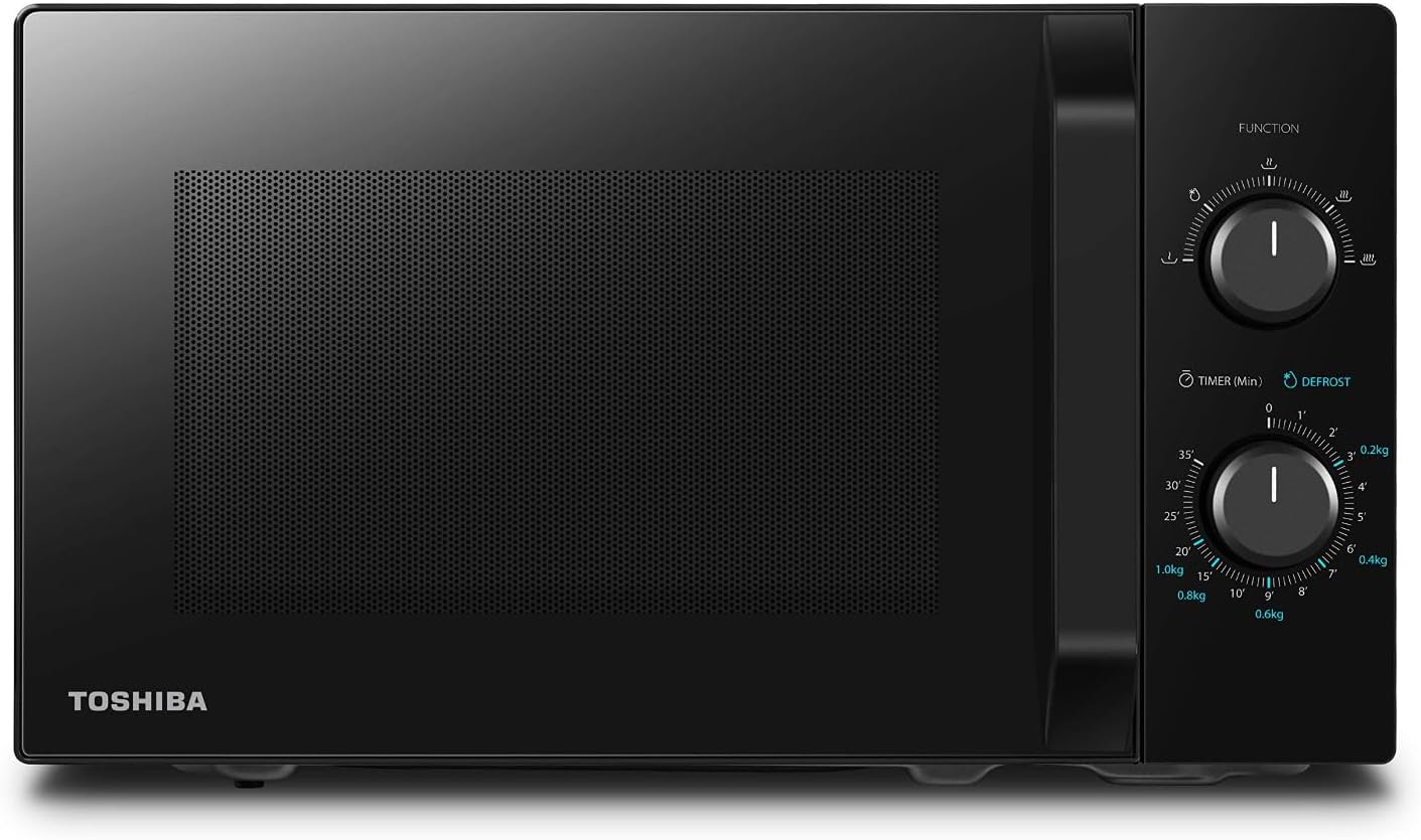 Detalle de Toshiba MW2-MM20PF(BK) Solo-Mikrowelle mit 20 l und 800 W – Auftaufunktion & 5 Leistungsstufen