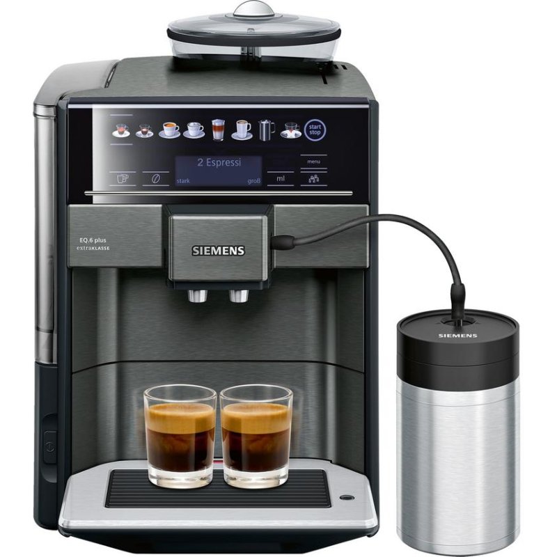 Detalle de Cafetera Espresso Siemens TE657F09DE: 1,7 L, 1500 W con molinillo integrado y espumador