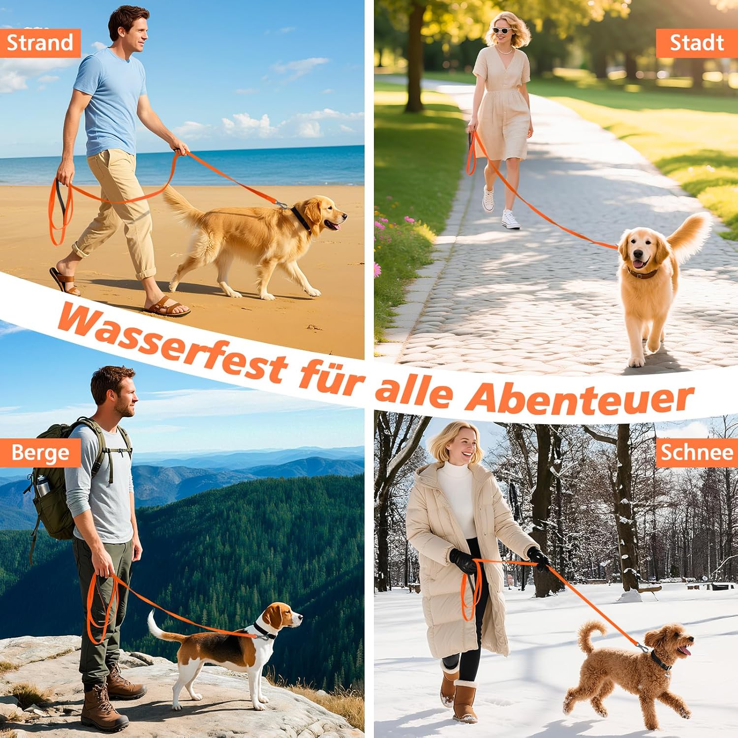 Thumbnail 6 de X XBEN wasserfeste Schleppleine für Hunde (1,5 m) mit abschließbarem Karabiner und Handschlaufe