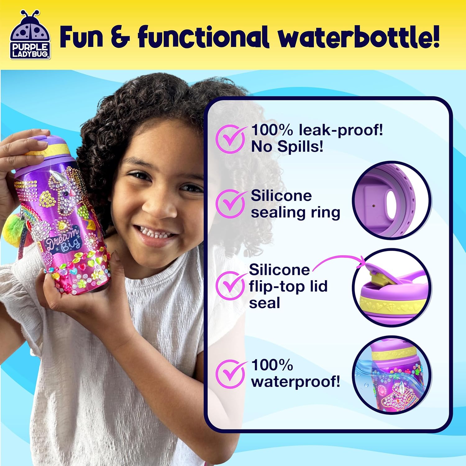 Thumbnail 4 de Purple Ladybug Decorate Your Own Water Bottle