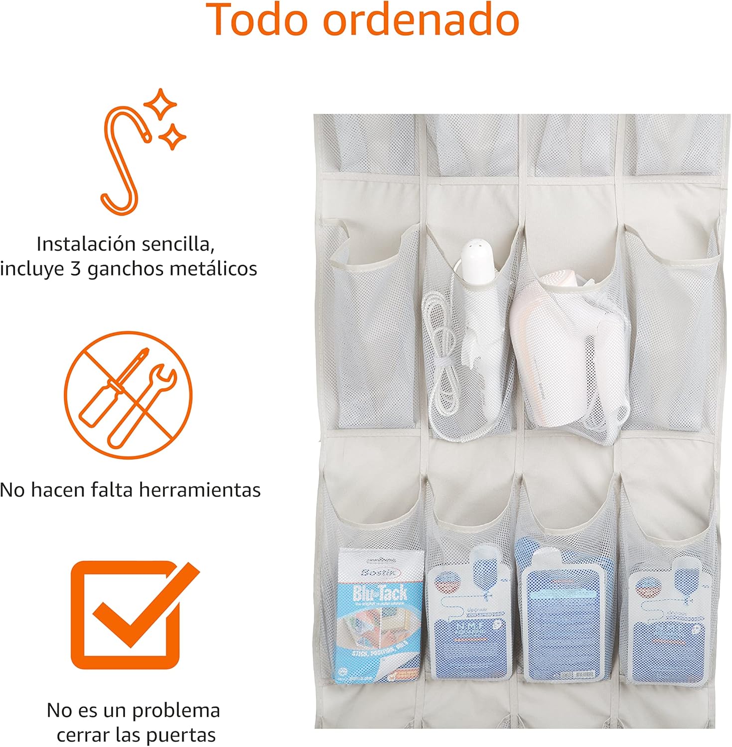 Detalle 1 de Amazon Basics Zapatera Colgante para Puerta, 20 Pares