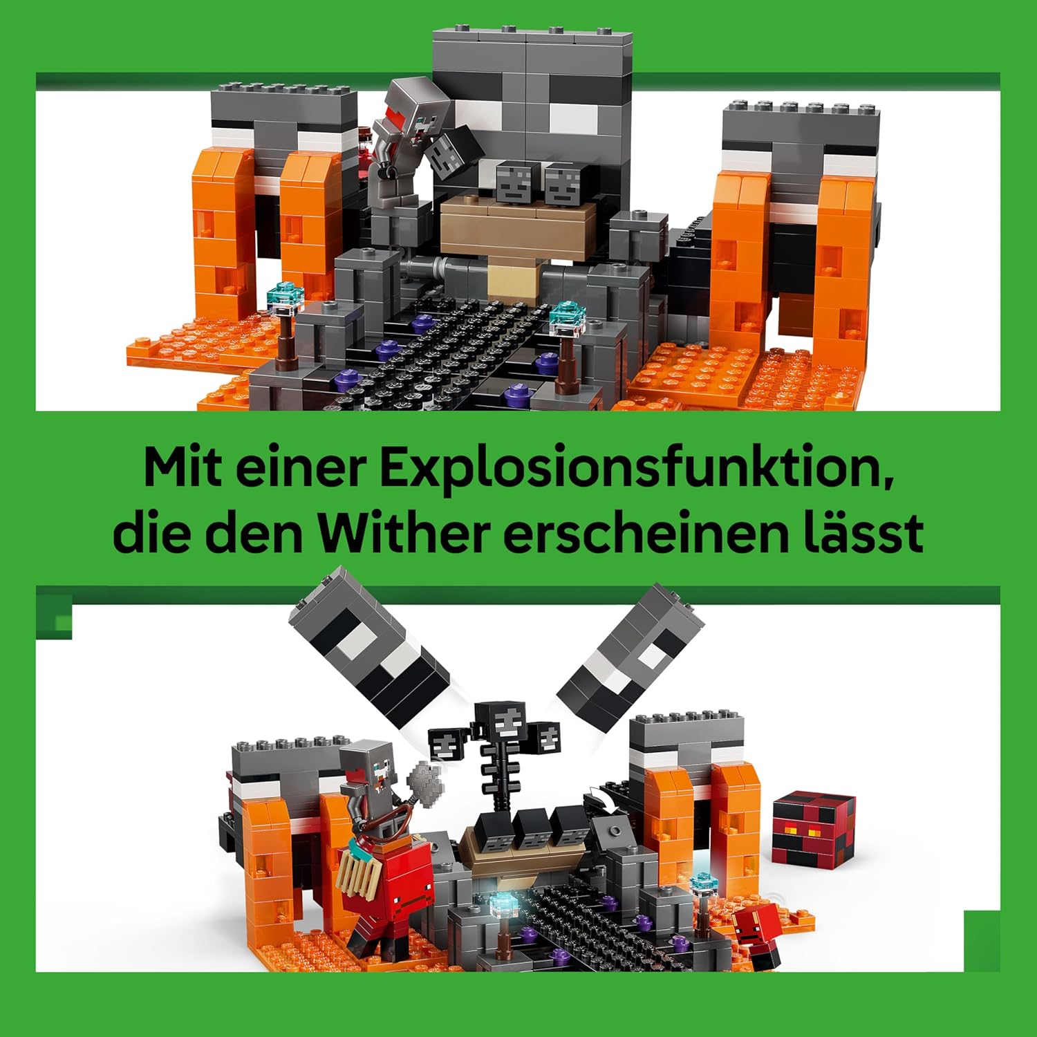 Thumbnail 3 de LEGO Minecraft 21590 „Duell mit dem Wither“ – Bauset mit Nether-Portal, Explosionfunktion & Werkbank ab 8 Jahren