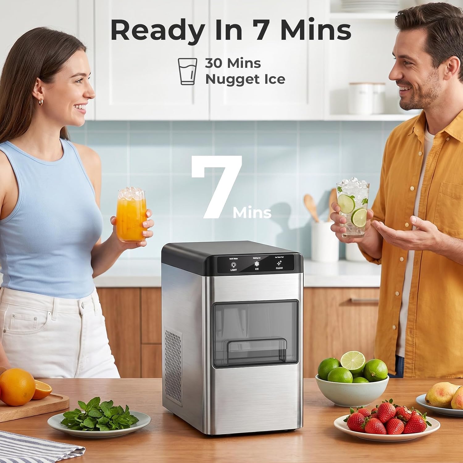 Detalle de Electactic CB24M-C Nugget Ice Maker, Stainless Steel, 35 lb/Day