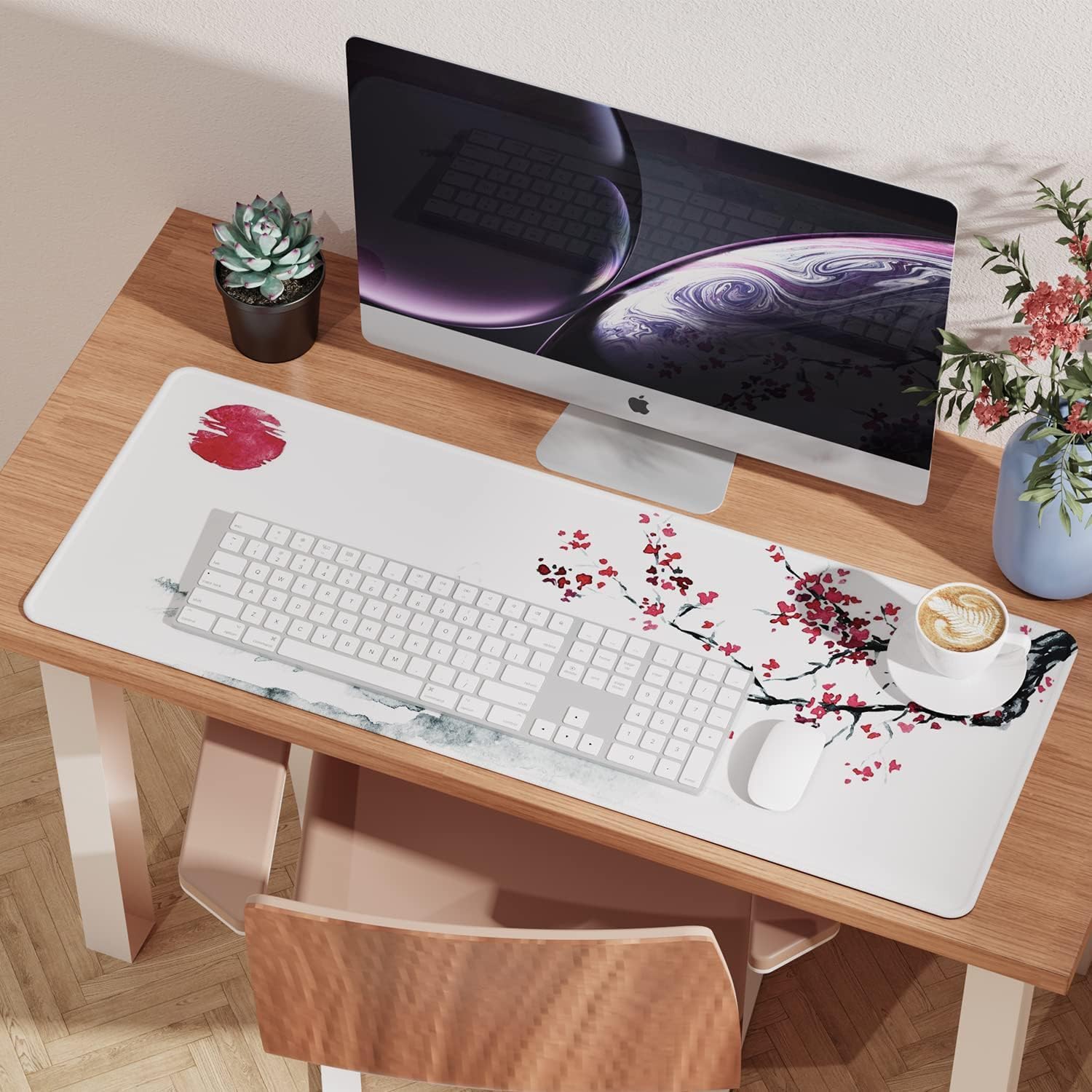 Thumbnail 6 de EFISH Japanese Cherry Blossom White Extended XL Mouse Pad (31.5 × 11.8 inches)