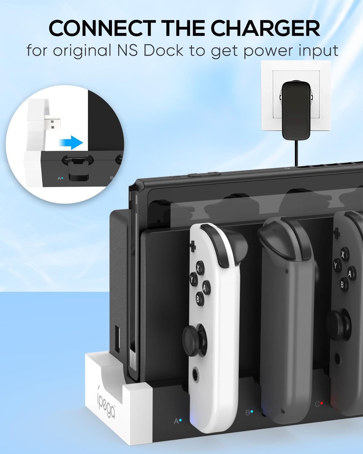 Detalle de FYOUNG Switch 1 & OLED Controller Charger Dock (4-in-1) for Joy-Con Accessories