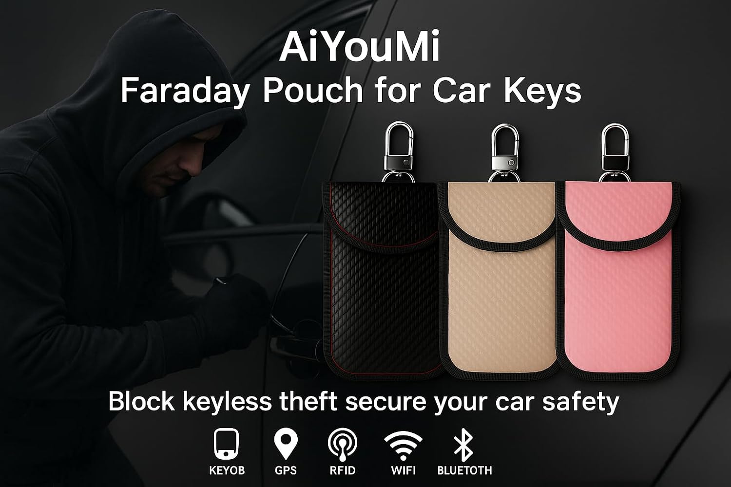 Detalle 2 de 3 Pack Faraday Pouch For Car Keys 9×14 cm