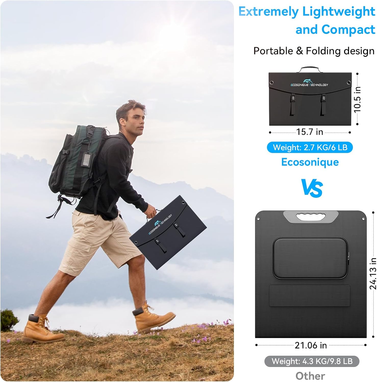 Detalle 2 de Ecosonique Foldable 100W Portable Solar Charger