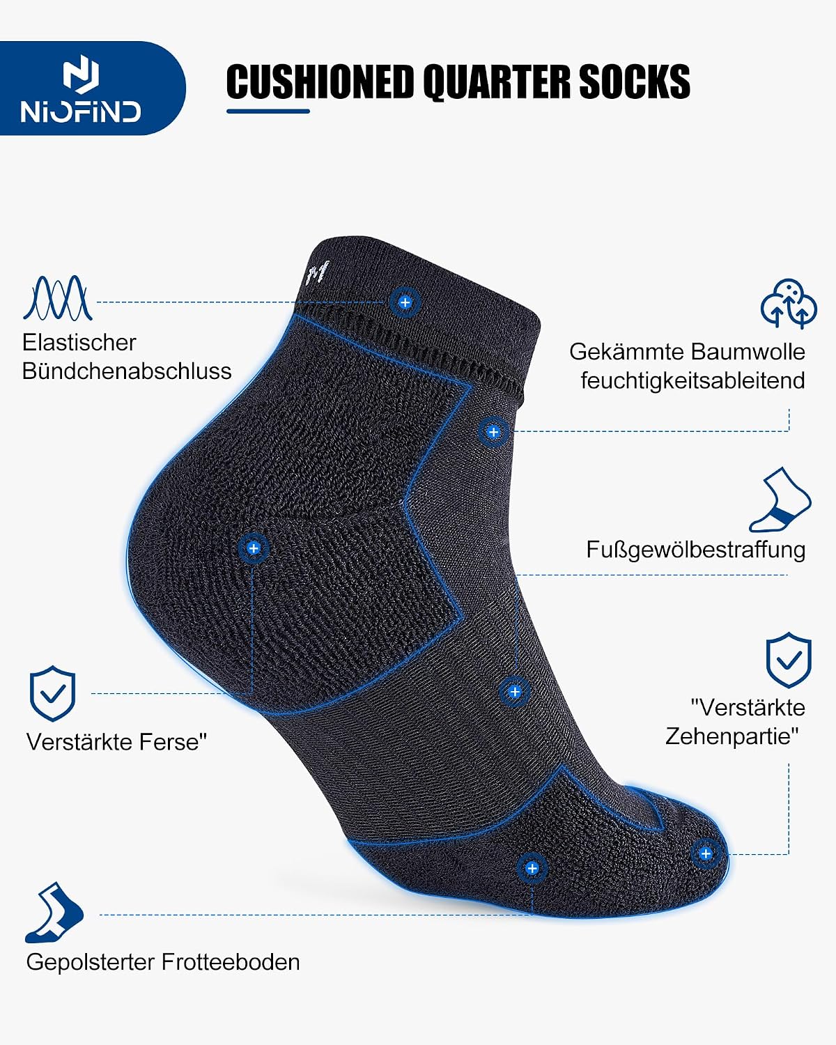 Detalle de Niofind Sneaker Socken 35-38 für Sport
