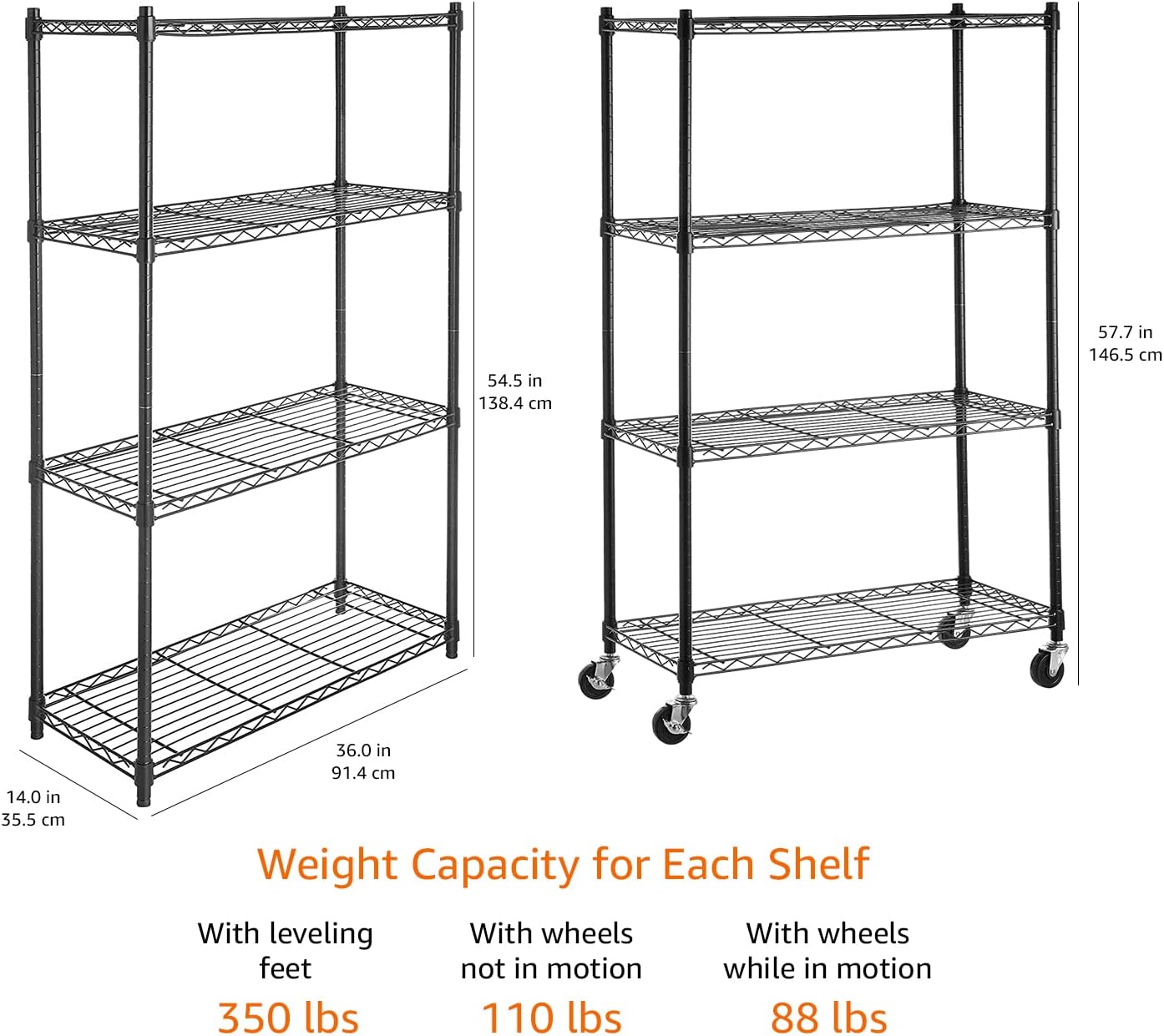 Thumbnail 2 de Amazon Basics 4-Shelf Adjustable Shelving 36" 🗄