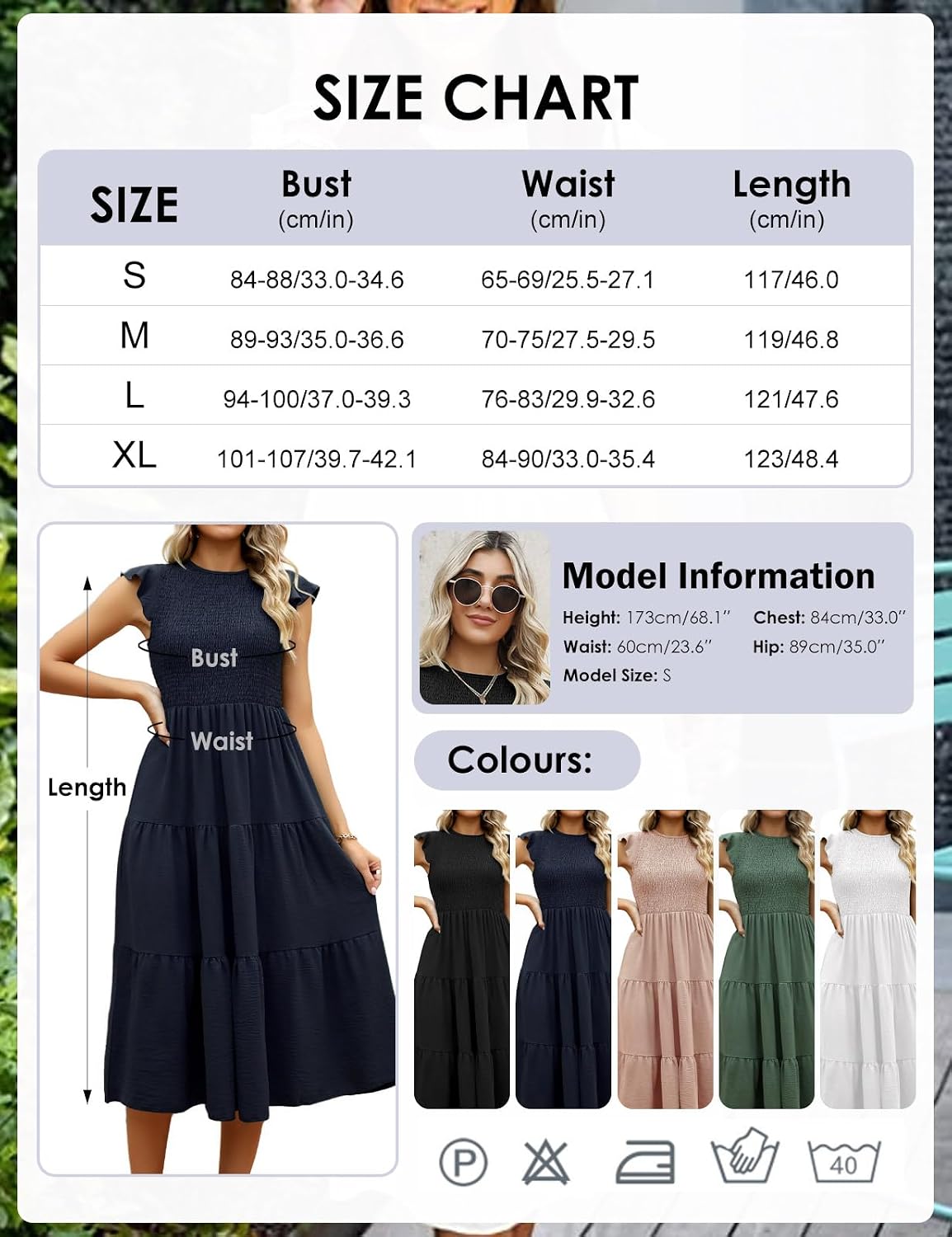 Thumbnail 5 de CMTOP Vestito Donna Estivo lungo con girocollo e maniche a volant, linea A