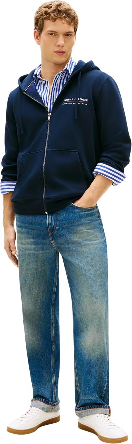 Detalle 2 de Tommy Hilfiger Brand Love TR Lockup FZ Hoody Mw0mw42462 — Felpa con cappuccio in cotone, chiusura in metallo