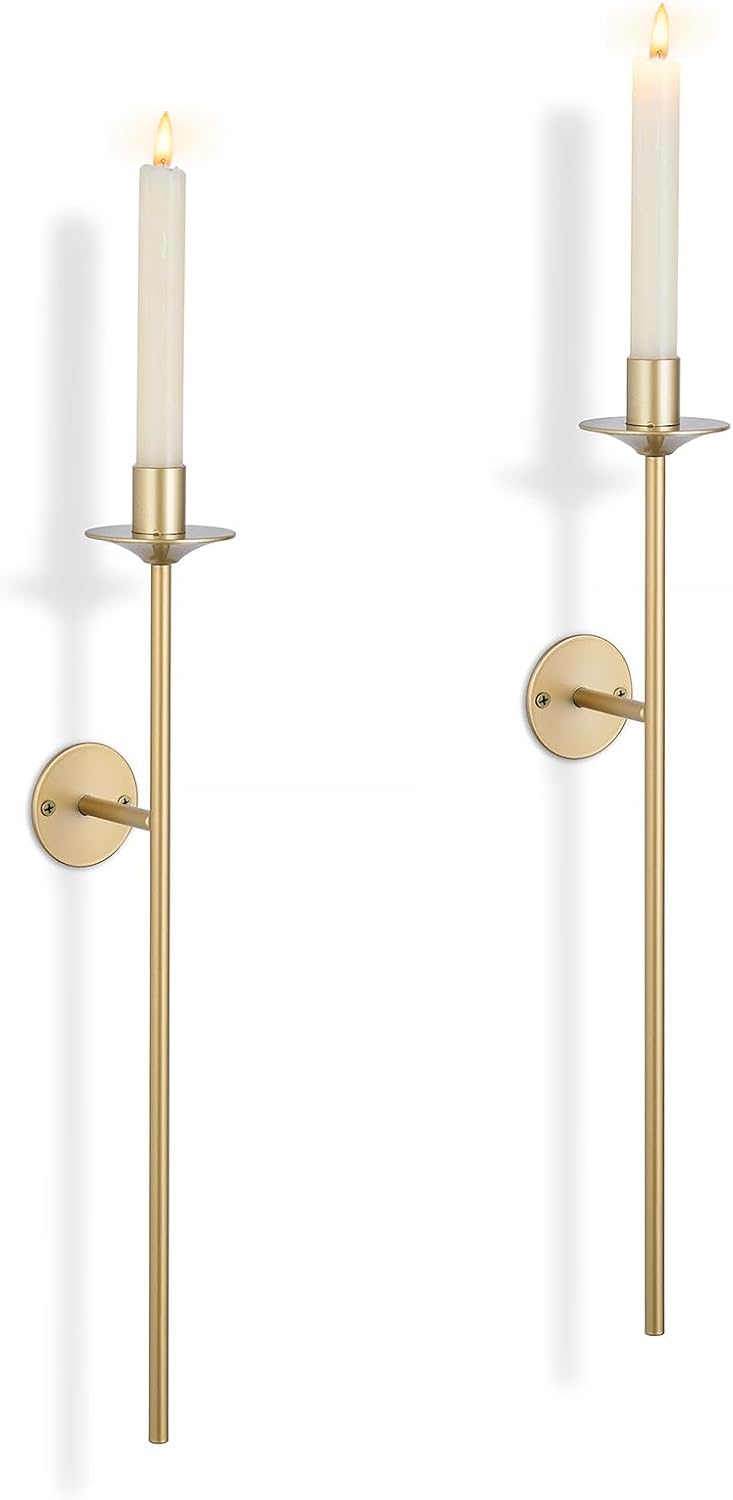 Detalle de Sziqiqi YSZTZ2243 väggljusstakar i guld, metall, 46,5 cm, 2-pack
