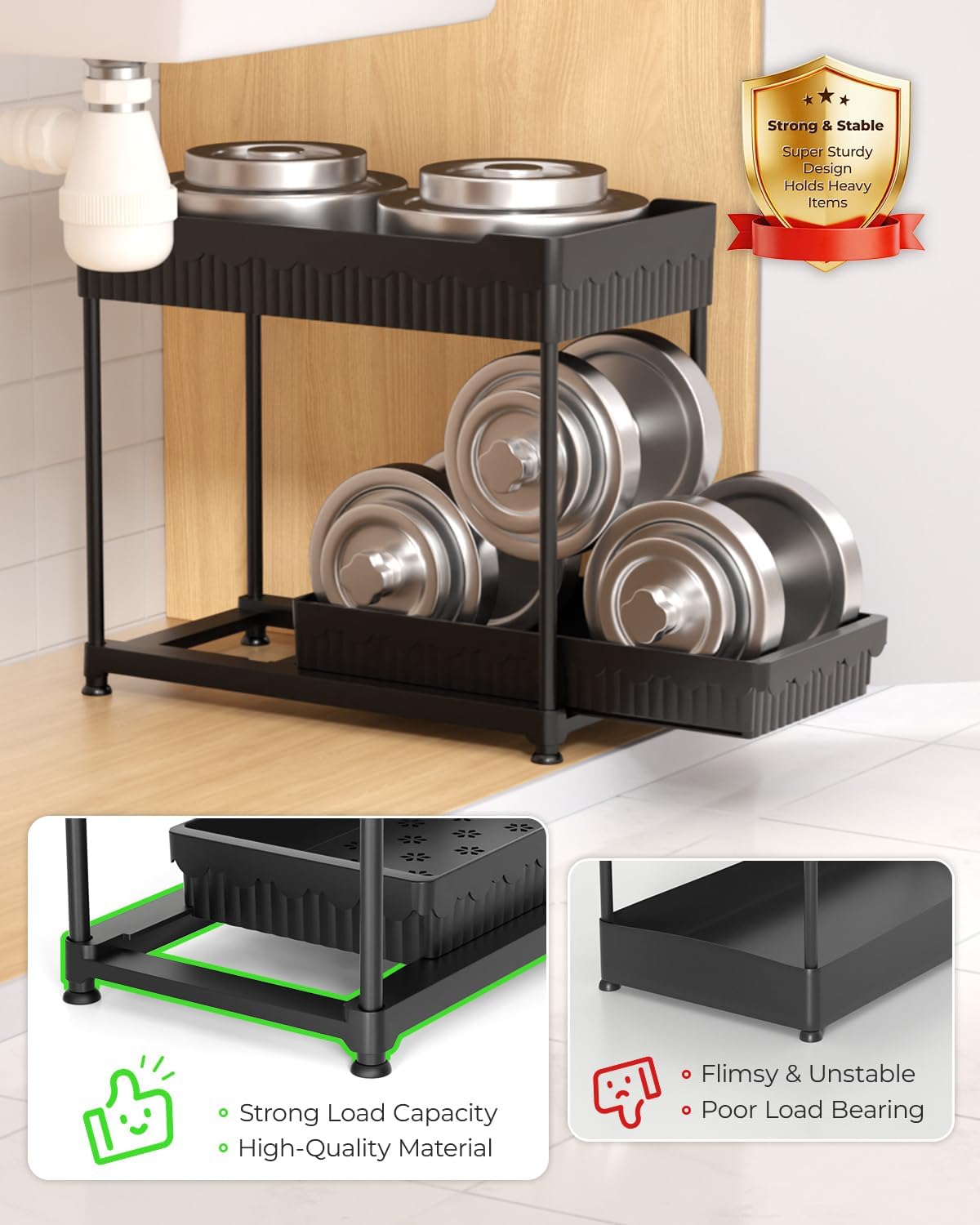 Thumbnail 4 de Sevenblue 3-Pack Under Sink Organizers, 12.8 Inch