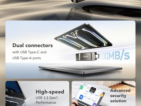 Detalle de Lexar D40E 128 GB Dual Drive USB 3.2 Gen 1 Type-C Jump Drive