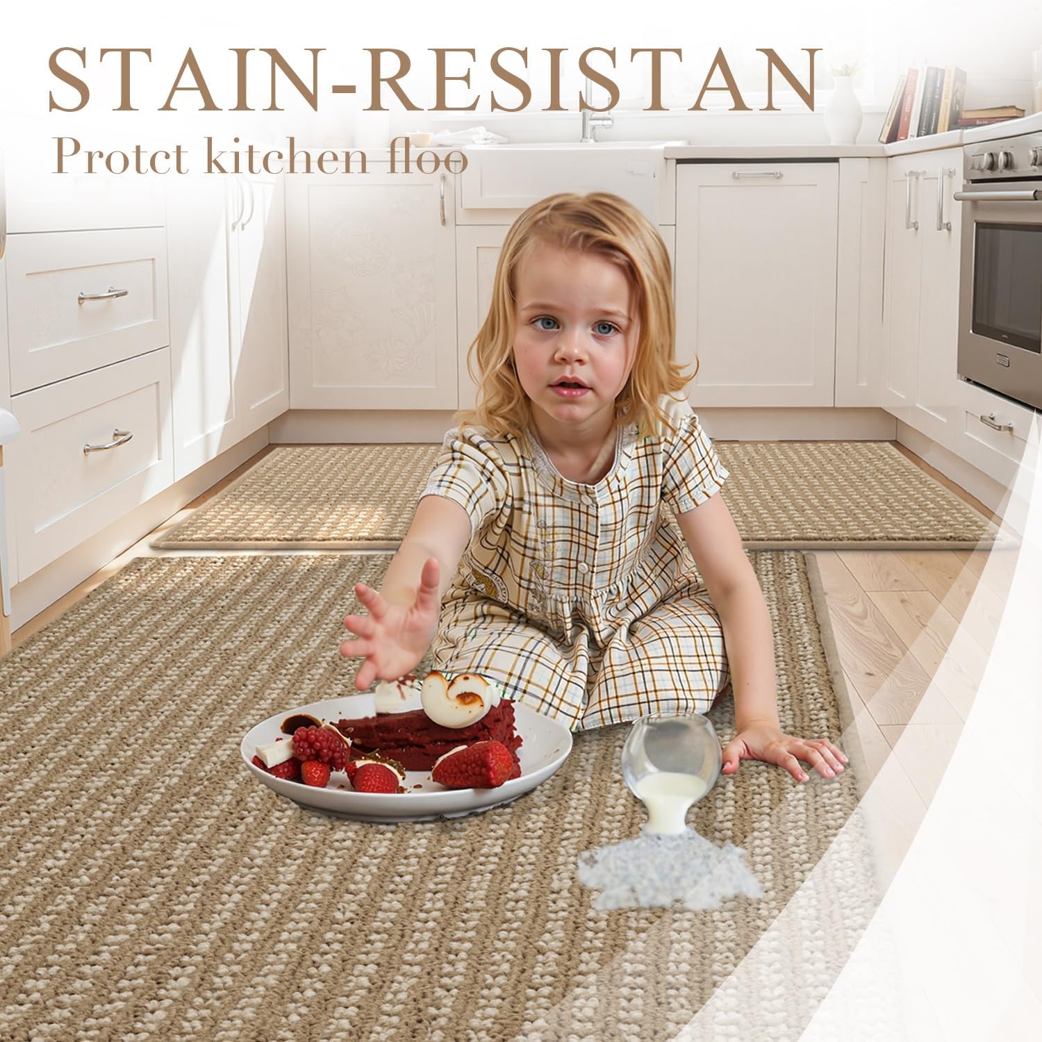Thumbnail 5 de hicorfe Kitchen Runner Rugs Set of 2: 17x29 + 17x59 in Brown
