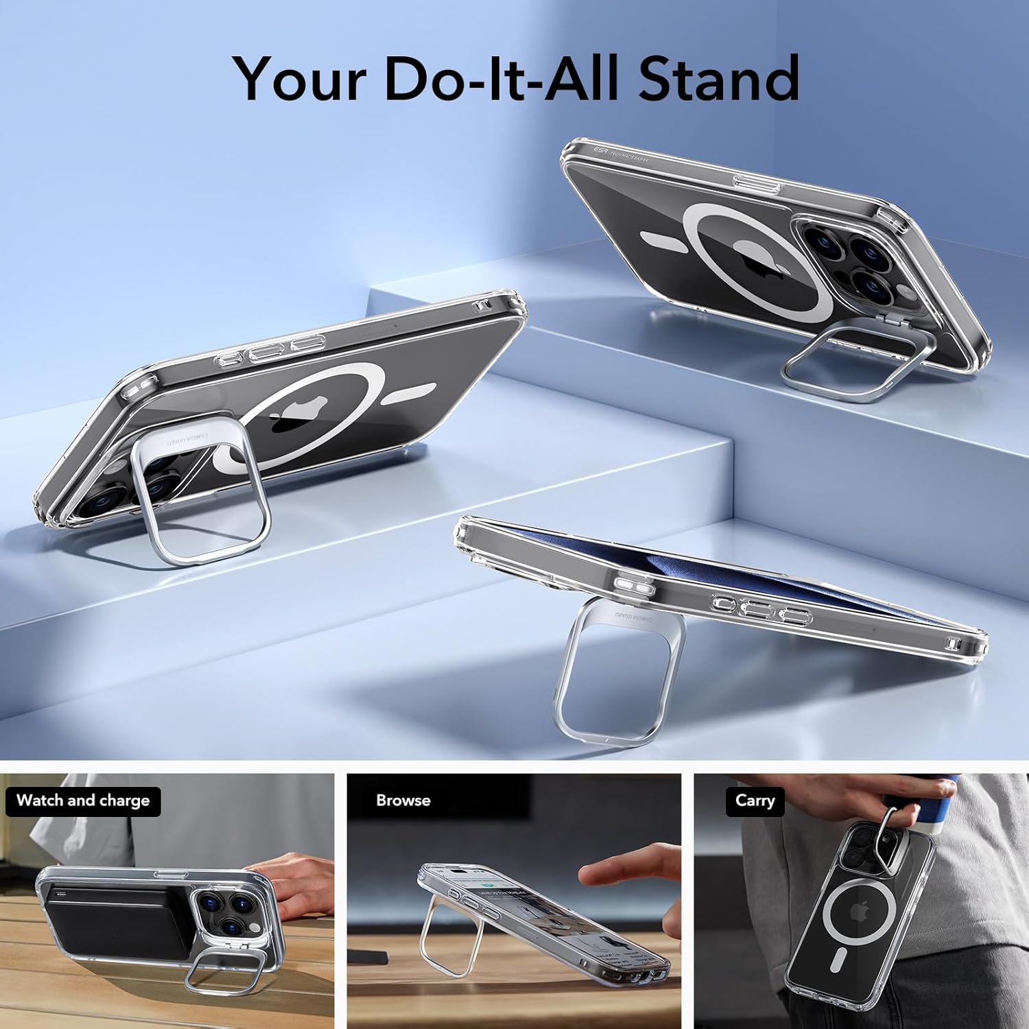 Thumbnail 4 de ESR for iPhone 15 Pro Case (MagSafe) – Military-Grade Clear Case with Adjustable Stash Stand