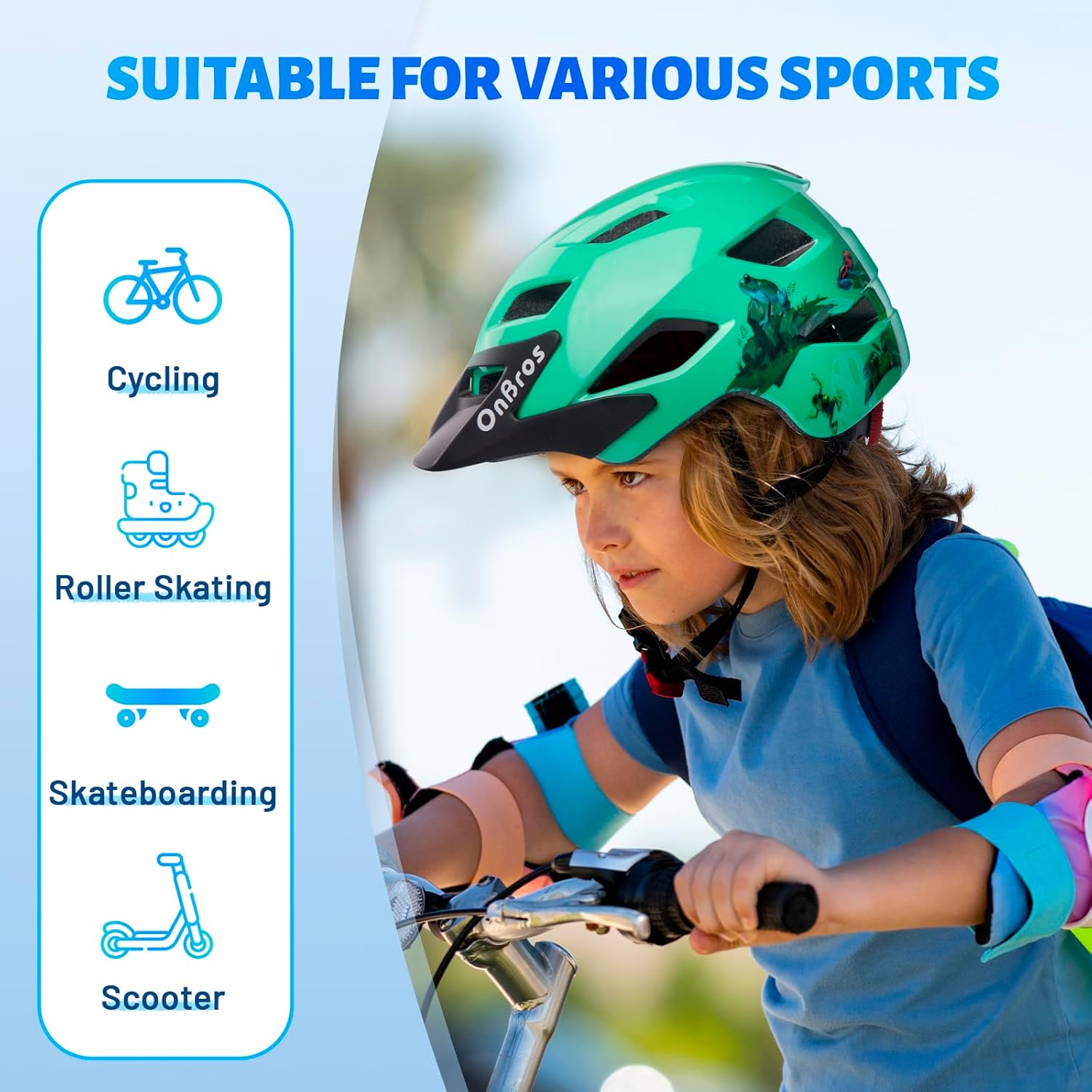 Detalle de OnBros Kinder-Fahrradhelm mit Visier für 5–13 Jahre (48–51/50–57 cm)