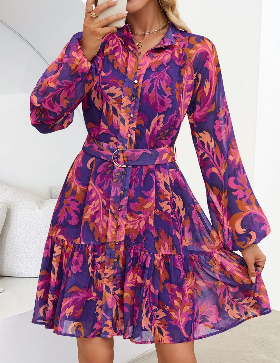 Detalle 2 de ZESICA Women's Chiffon Mini Dress