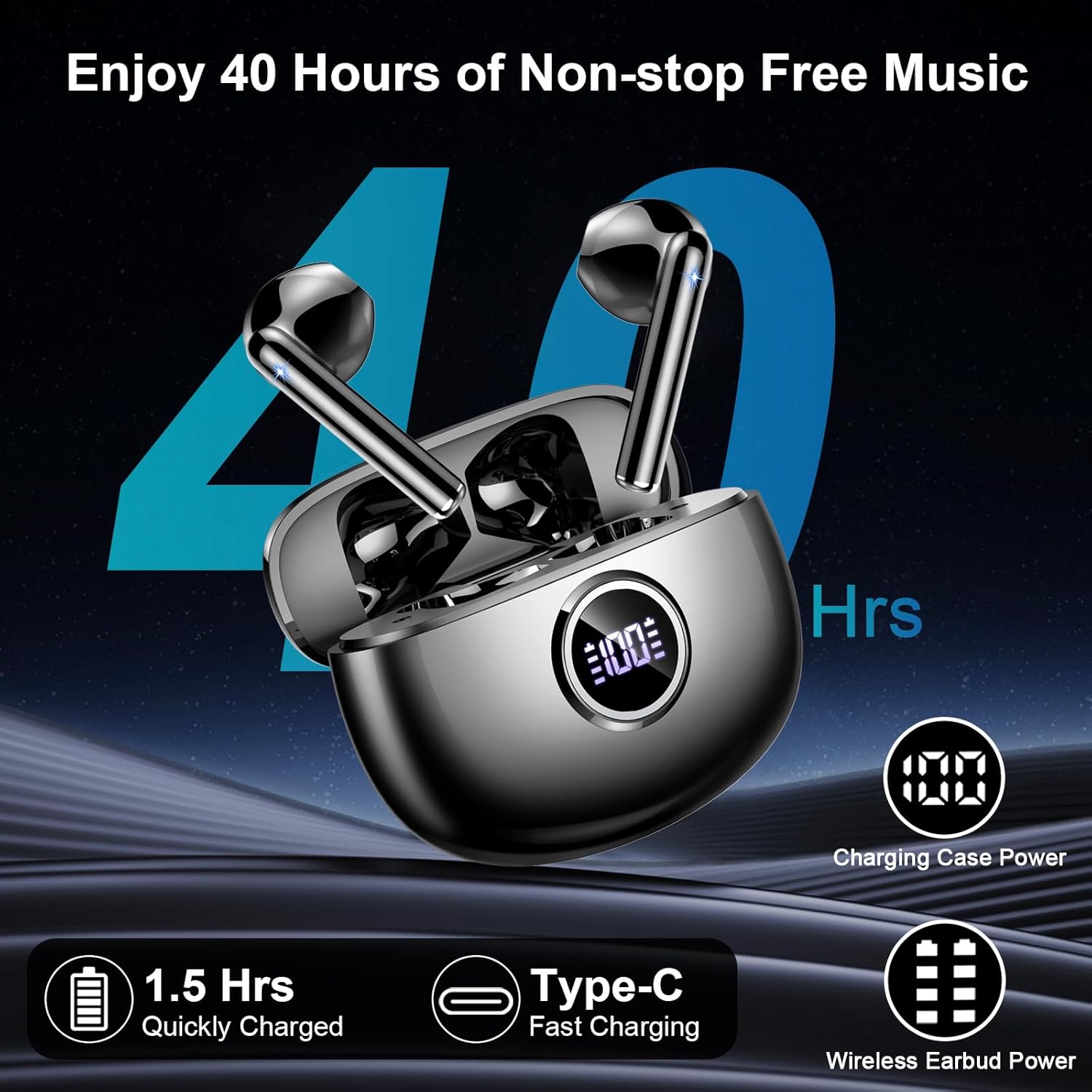 Thumbnail 3 de Cuffie Bluetooth 2026 con 4 microfoni ENC, audio HiFi stereo e autonomia fino a 40 ore