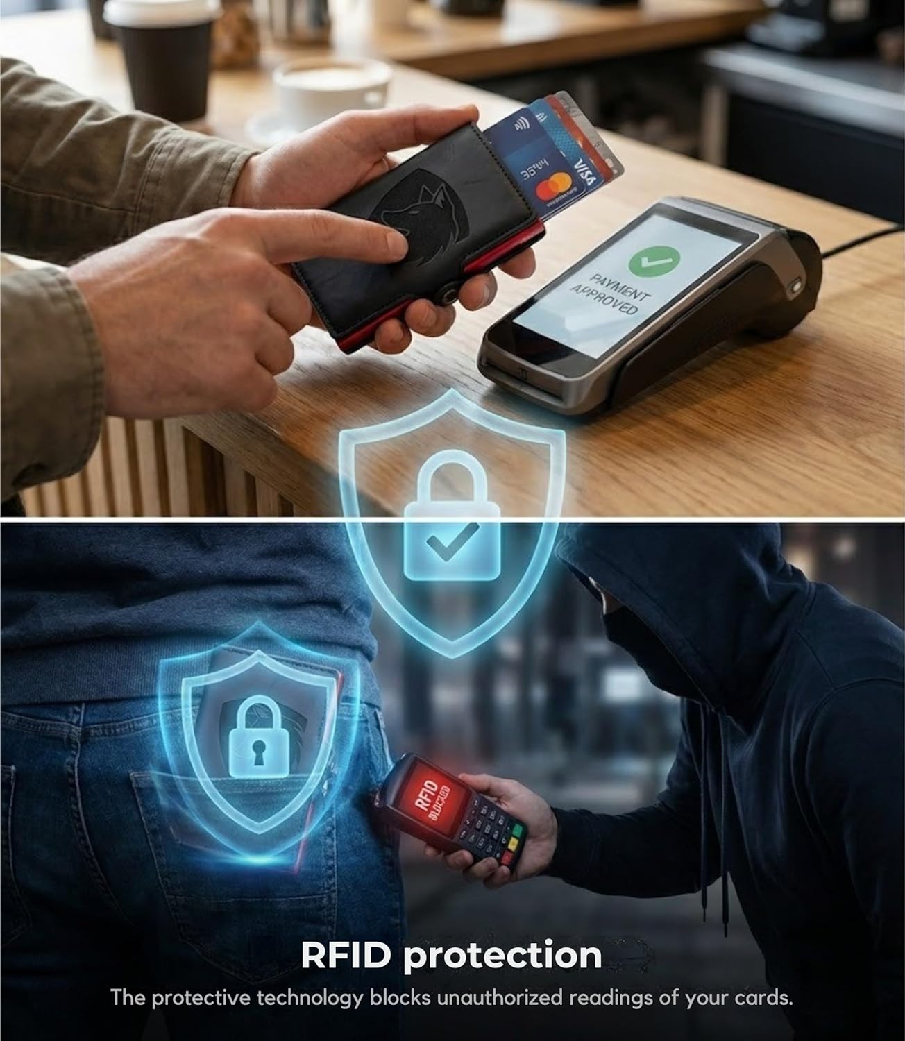 Detalle de TMillions Smart RFID Blocking Wallet for Men with GripLock and Smart Pop-Up Money Clip