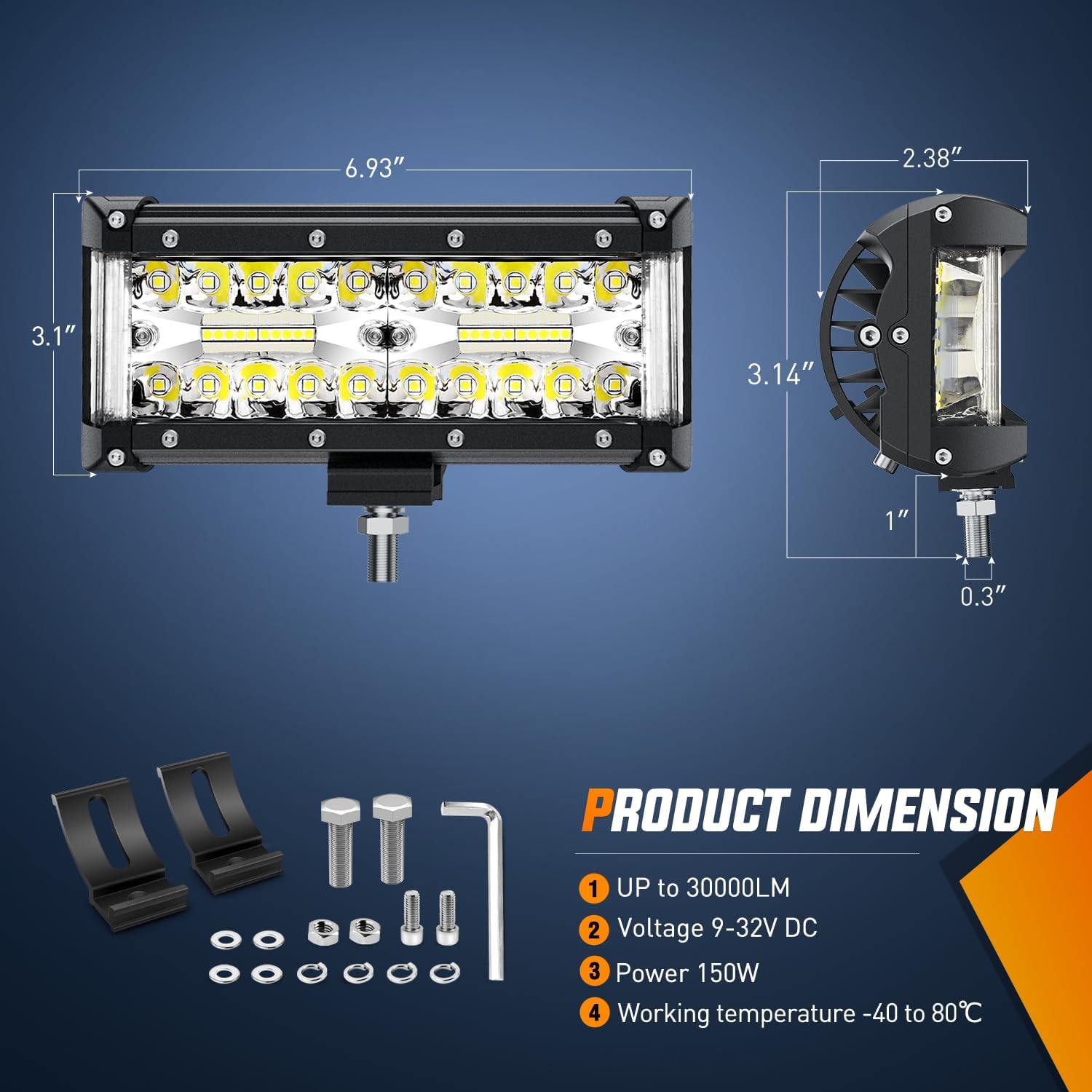Thumbnail 4 de Nilight 2PCS 7-Inch Side Shooter LED Light Bar Kit (Triple Row Spot/Flood Combo)