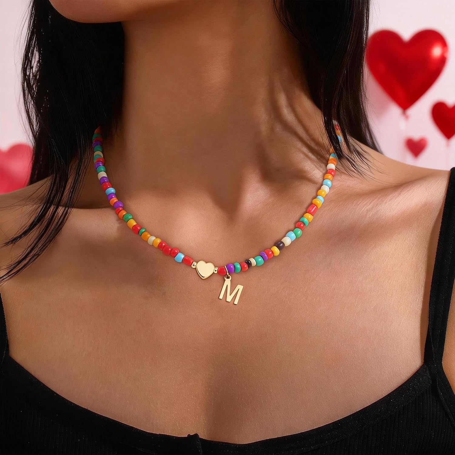 Detalle de Eaciy Initial Beaded Choker 16+2 in