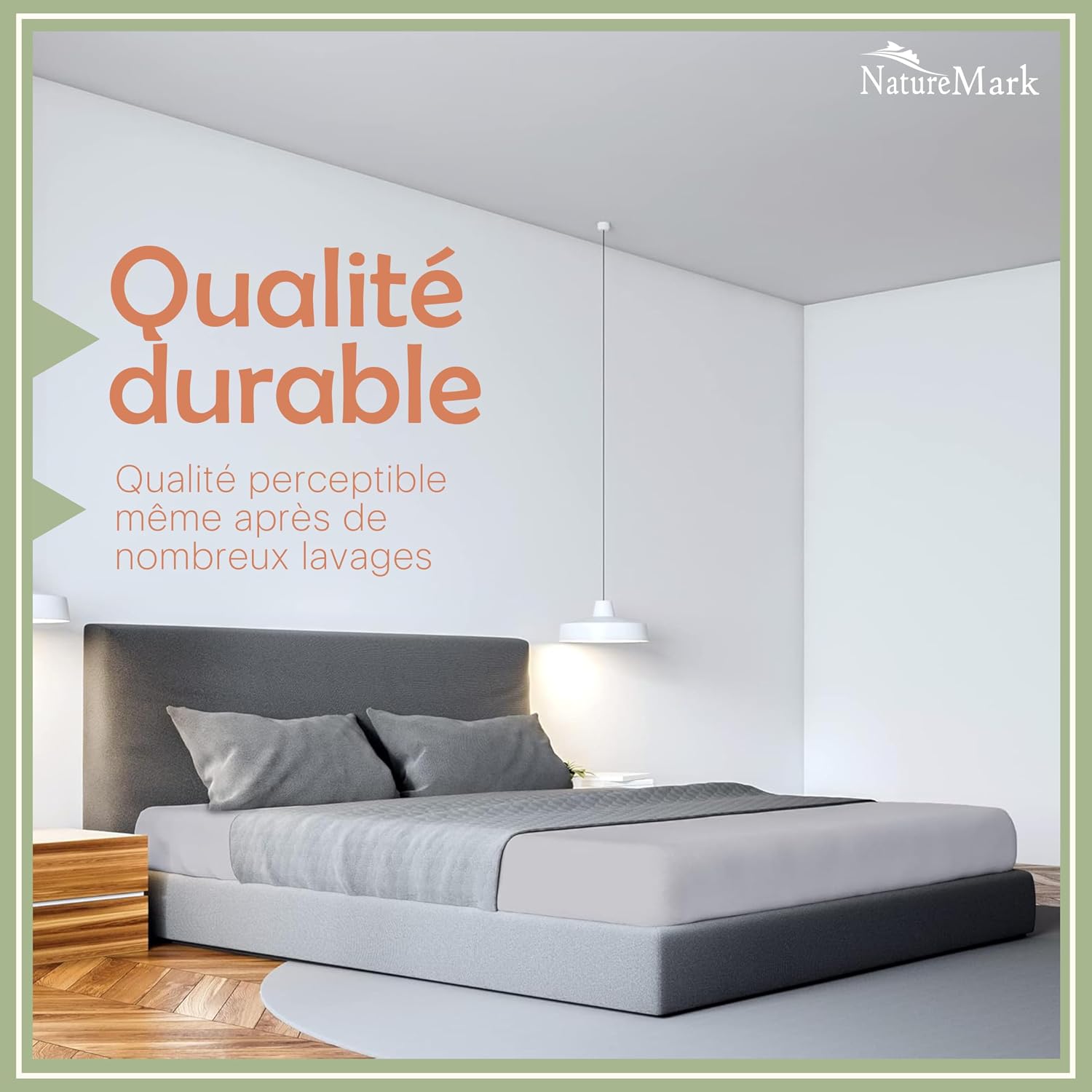 Detalle de NatureMark Microfibra cepillada microvezel hoeslaken 180 x 200 cm, zilvergrijs